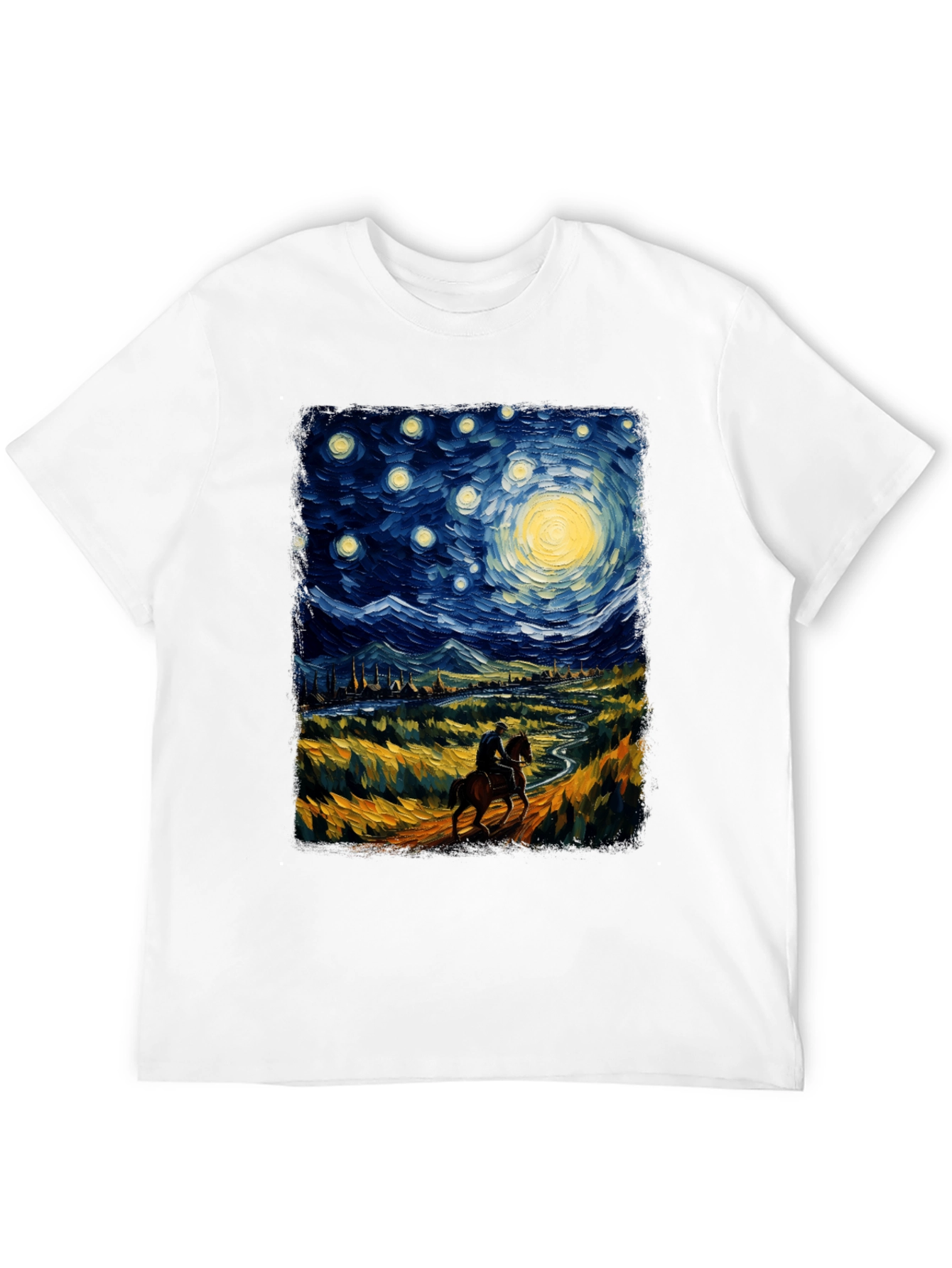 Starry Night Rider Graphic Tee - Van Gogh Inspired