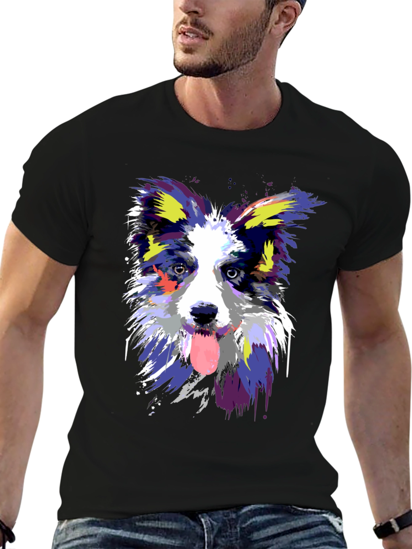 Dog Art Graphic Black T-Shirt
