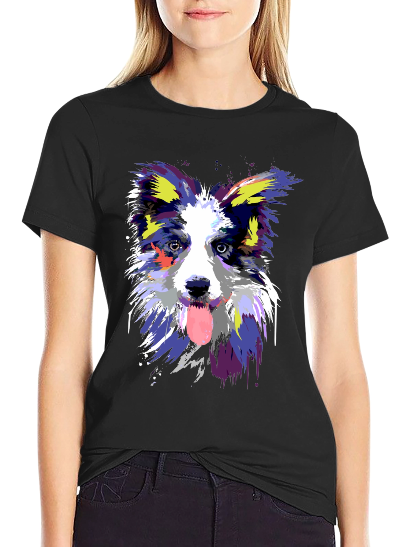 Dog Art Graphic Black T-Shirt