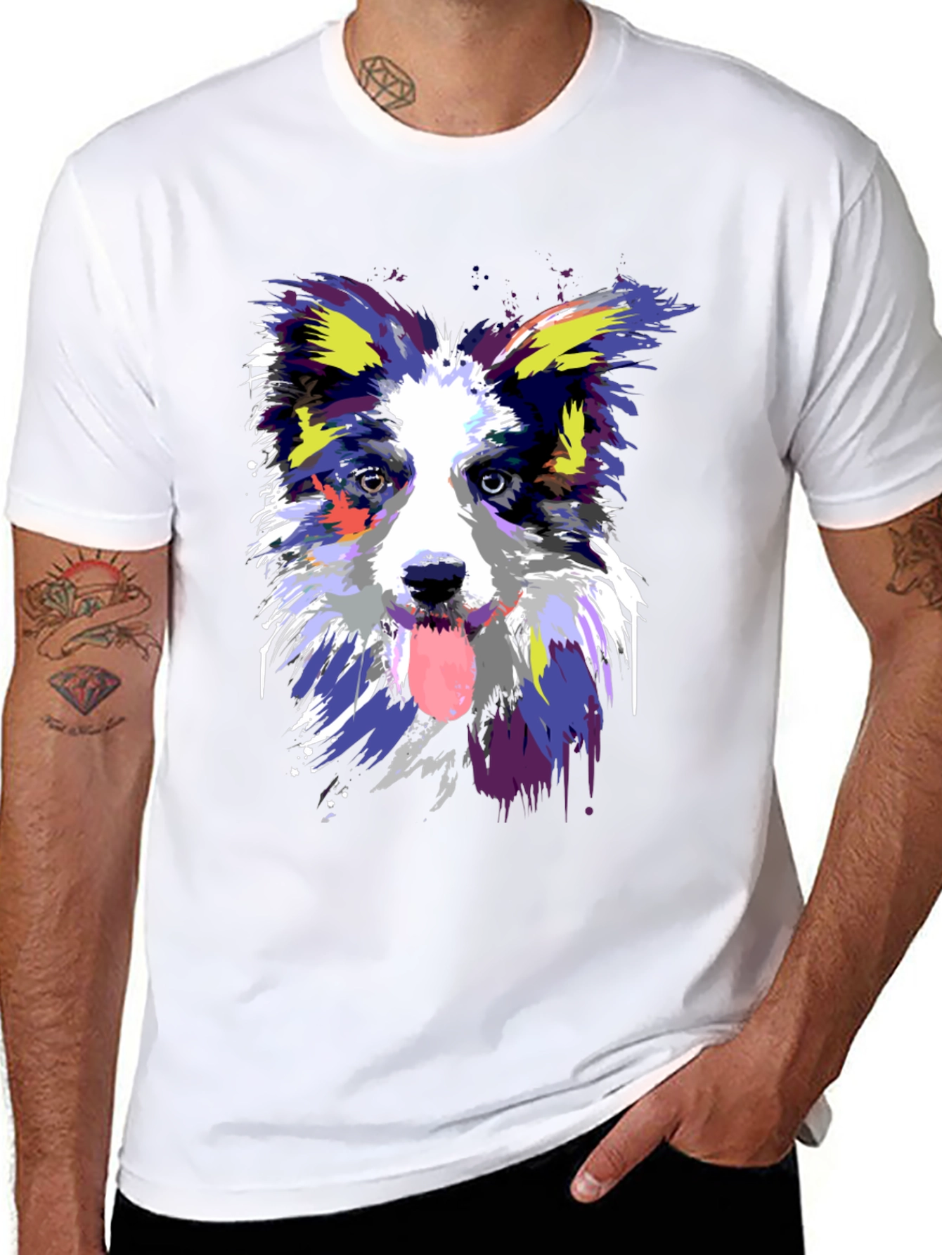 Dog Art Graphic Black T-Shirt