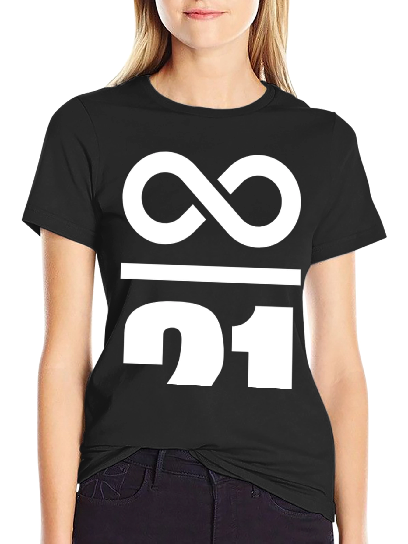 Infinity / 21 Graphic Tee - Black Cotton Blend