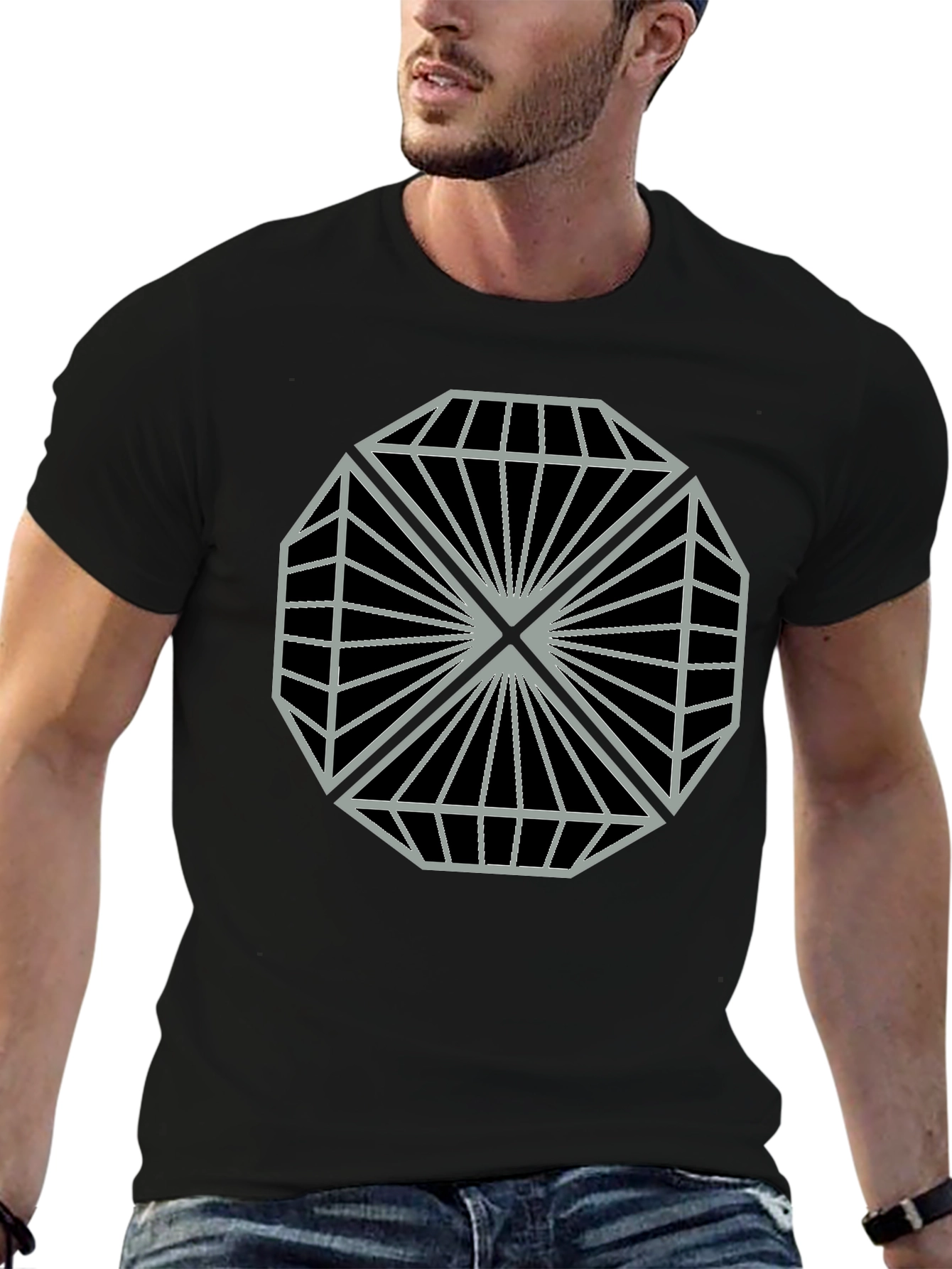 Geometric Diamond Pattern Graphic Tee