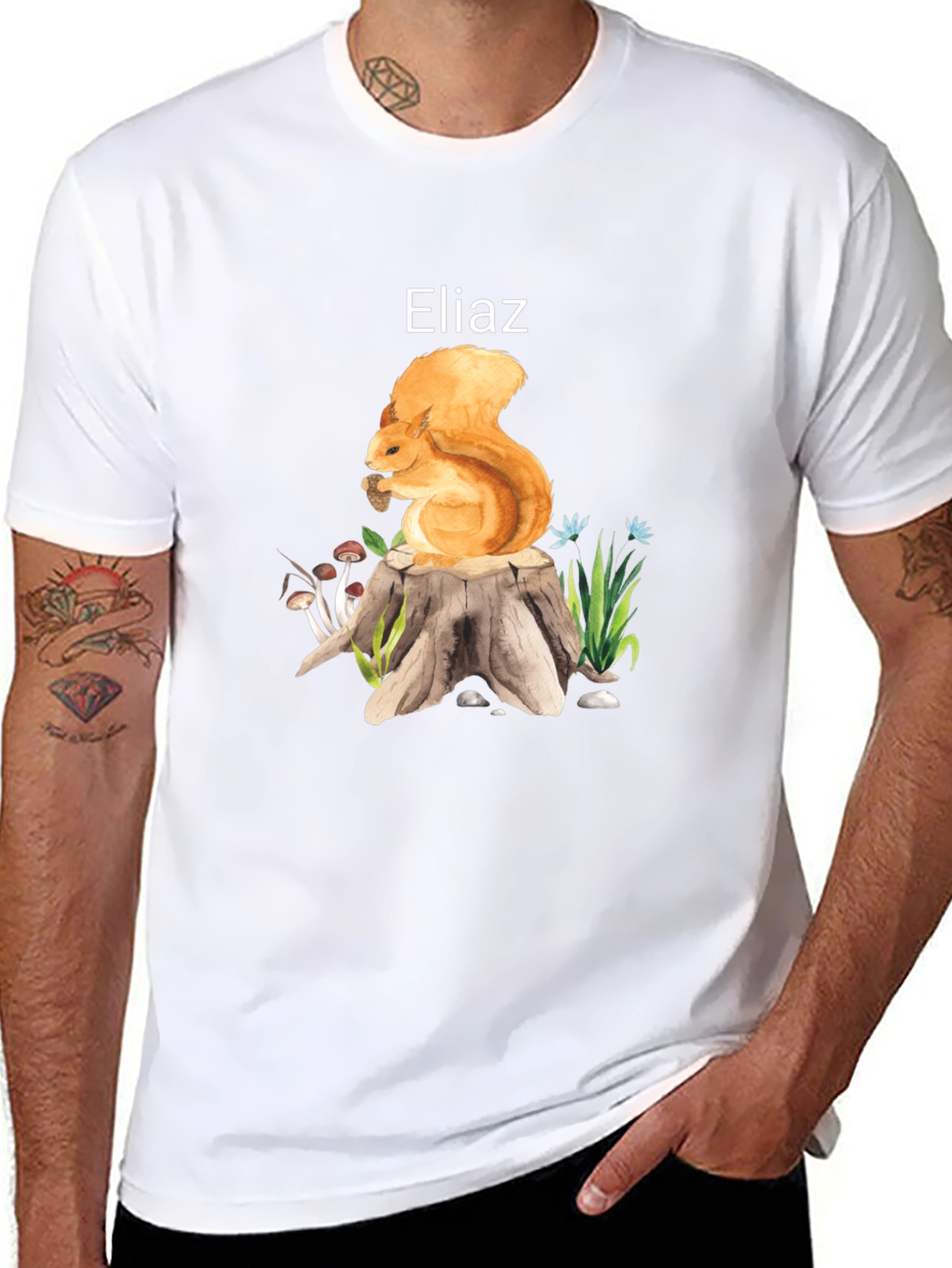 Squirrel on Stump Graphic Tee - Personalized