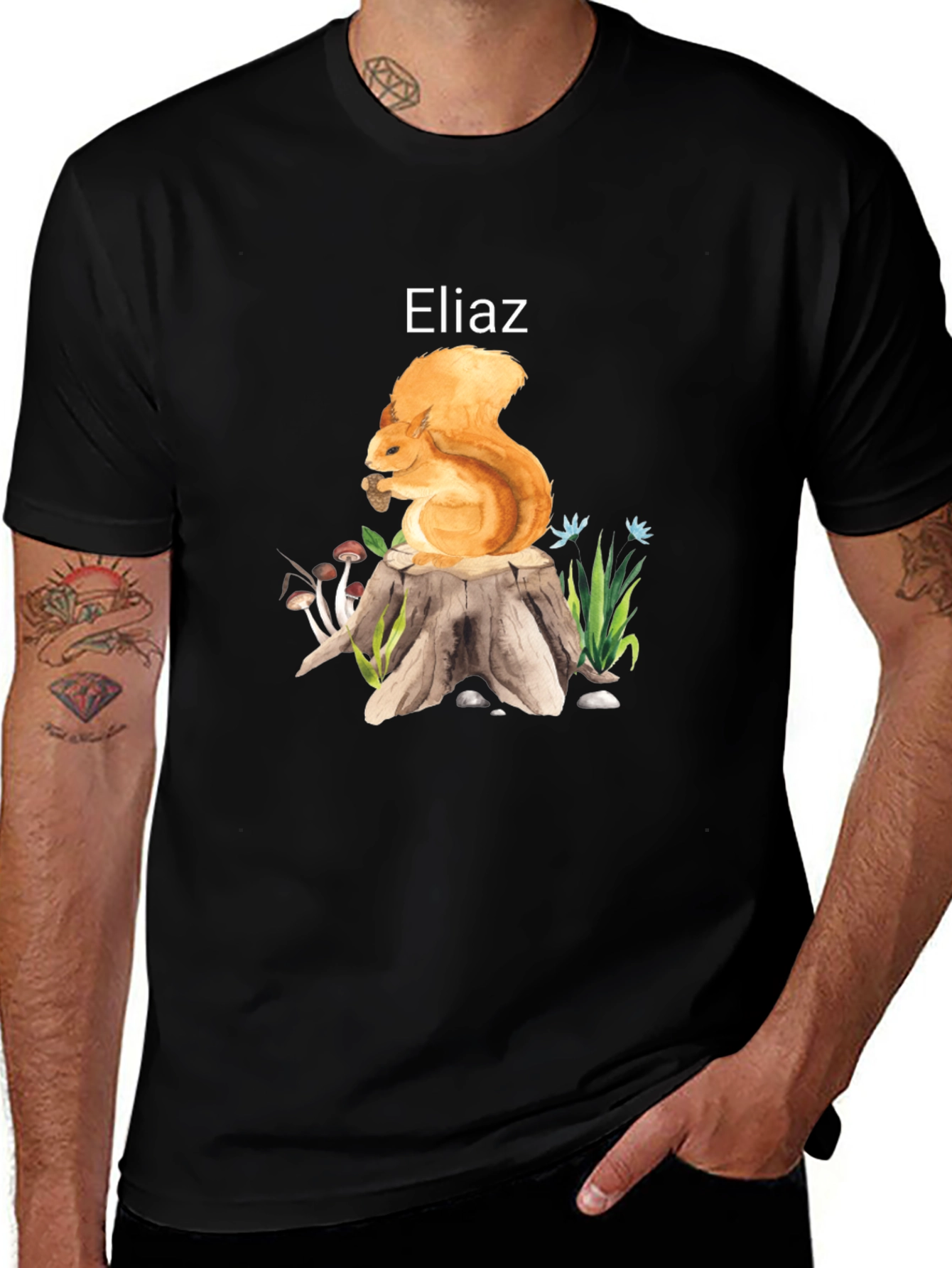 Squirrel on Stump Graphic Tee - Personalized