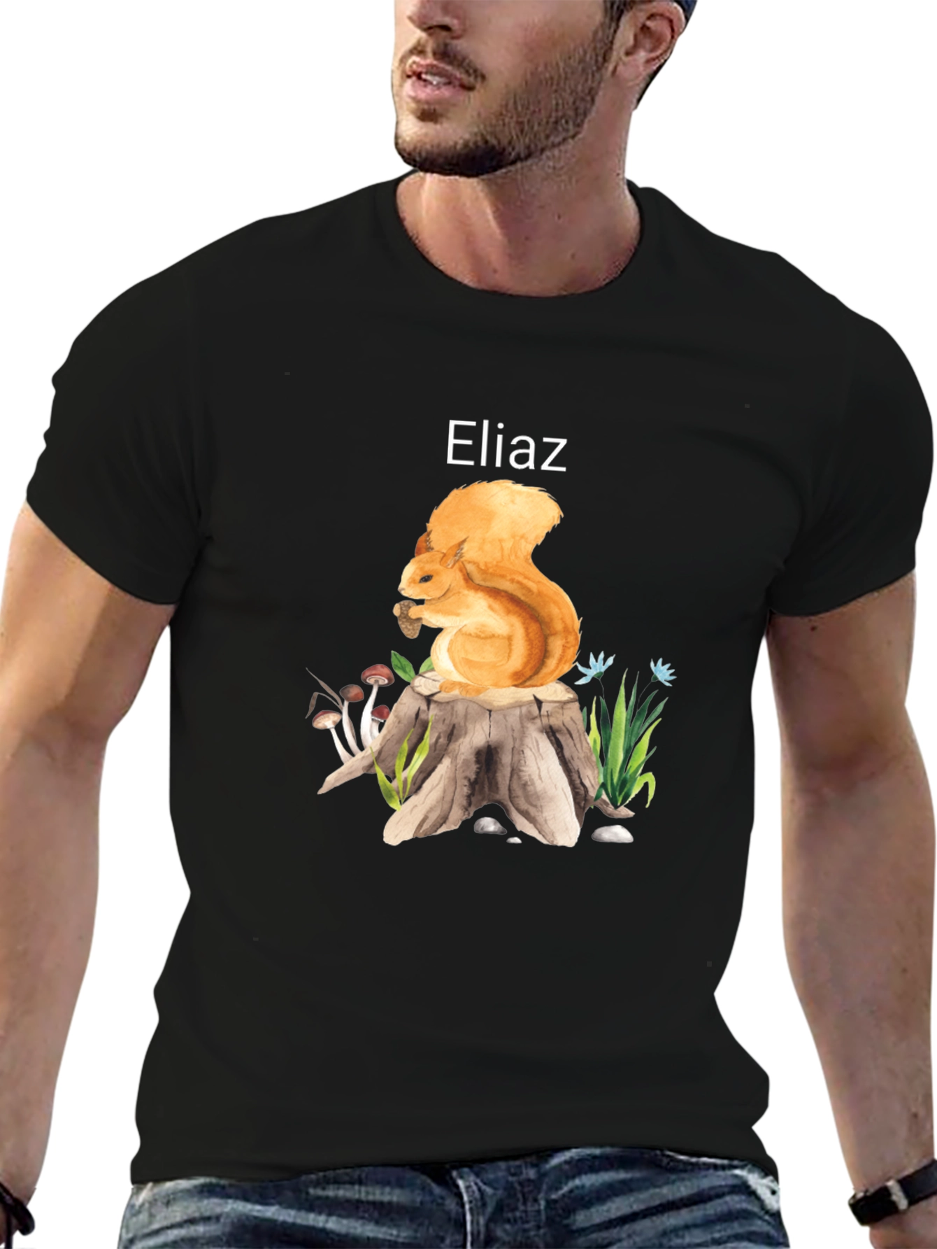Squirrel on Stump Graphic Tee - Personalized