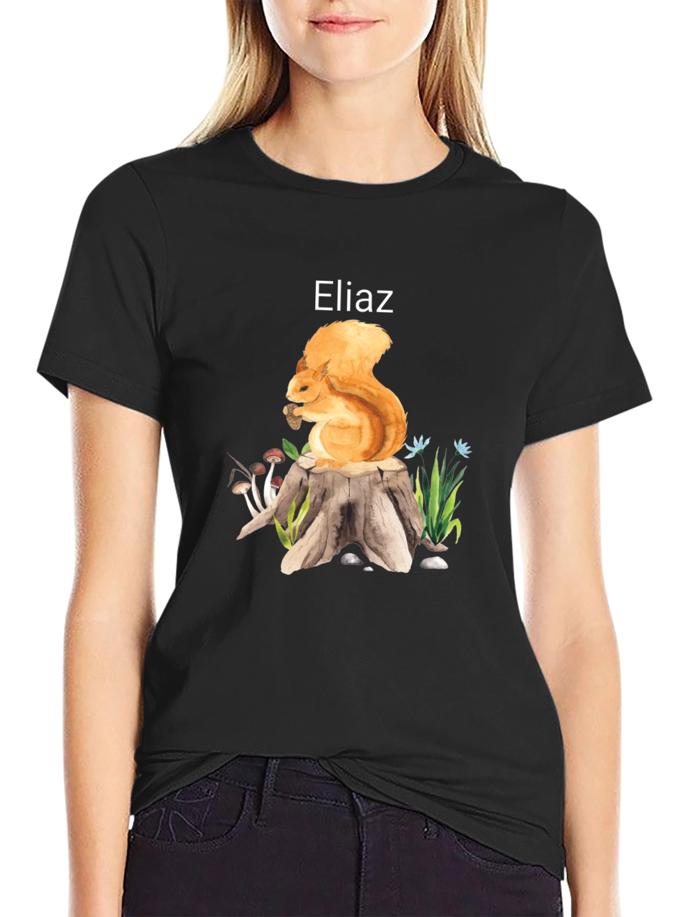 Squirrel on Stump Graphic Tee - Personalized