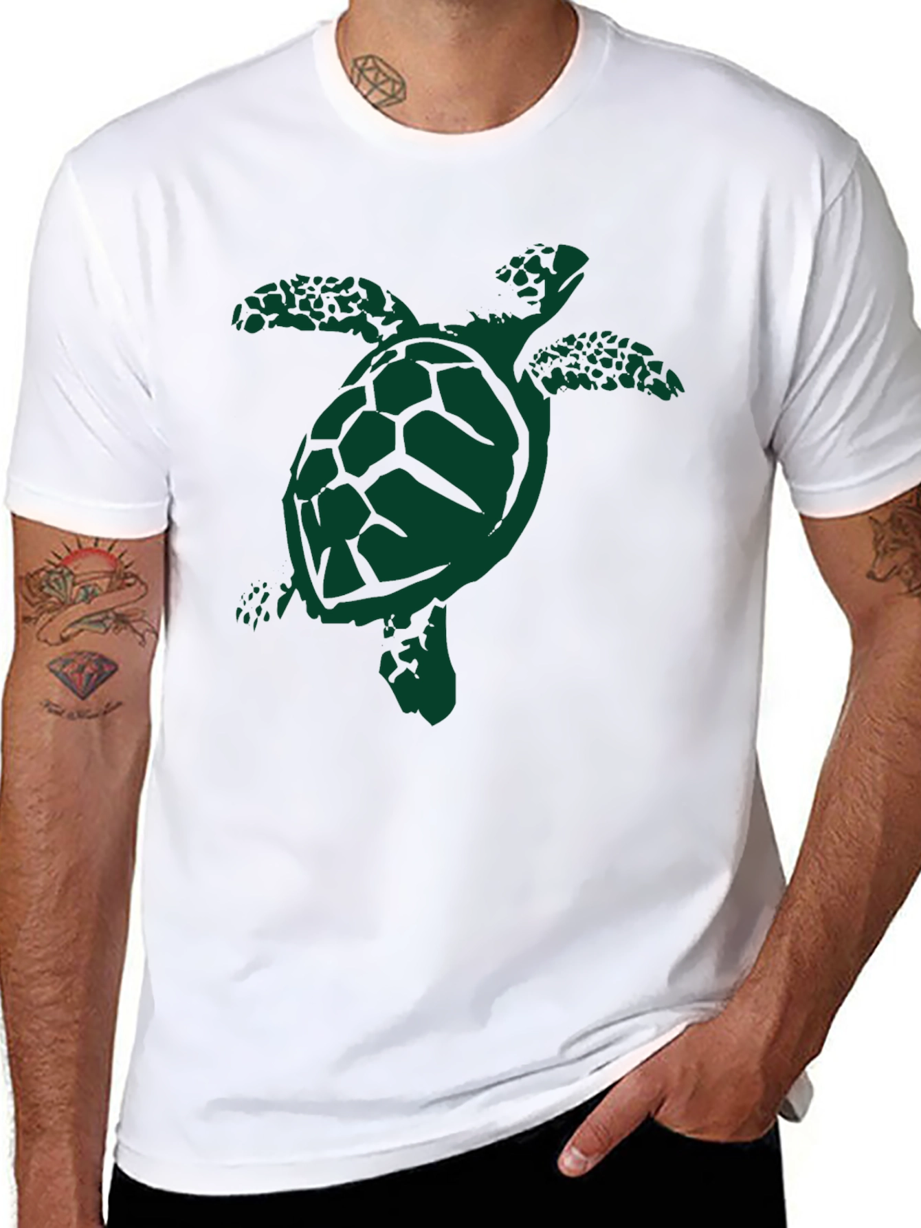 Turtle Graphic T-Shirt - Casual Black Tee