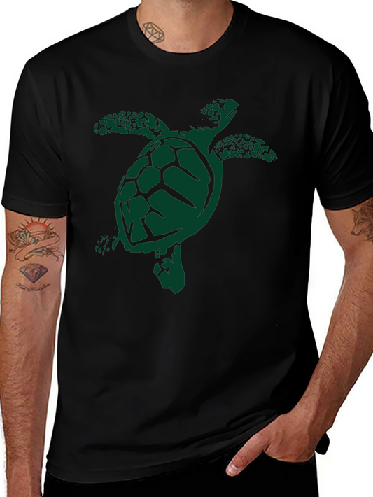 Turtle Graphic T-Shirt - Casual Black Tee