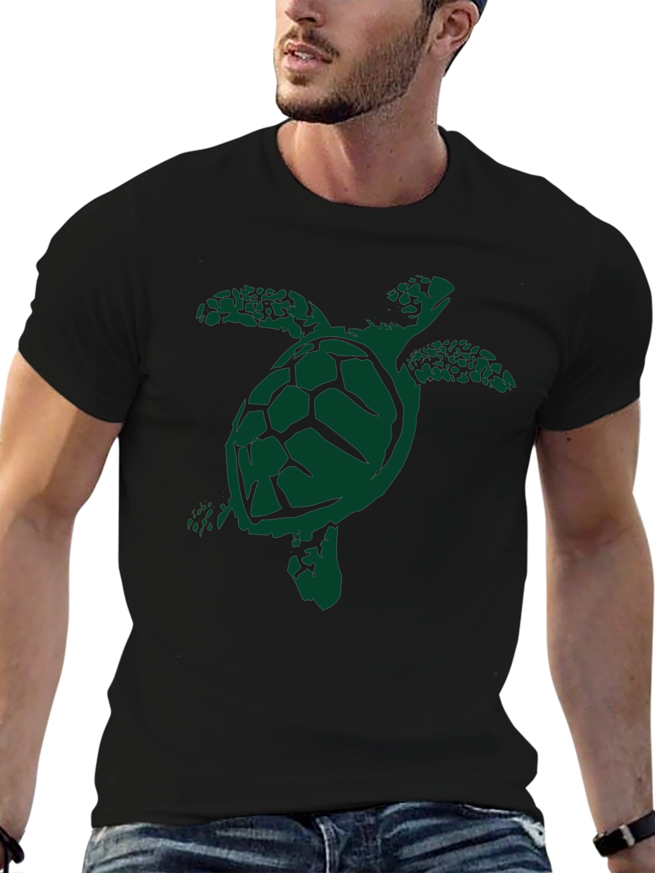 Turtle Graphic T-Shirt - Casual Black Tee