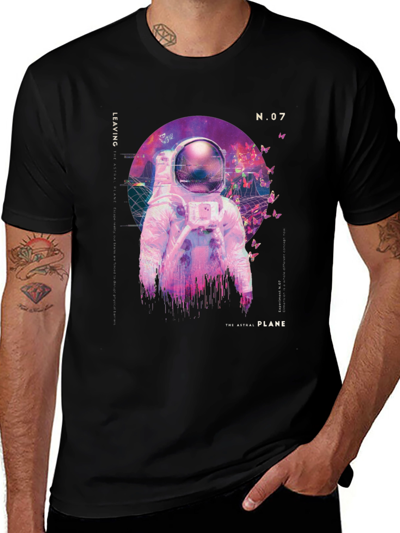Astronaut Astral Plane Graphic Tee - Black Cotton