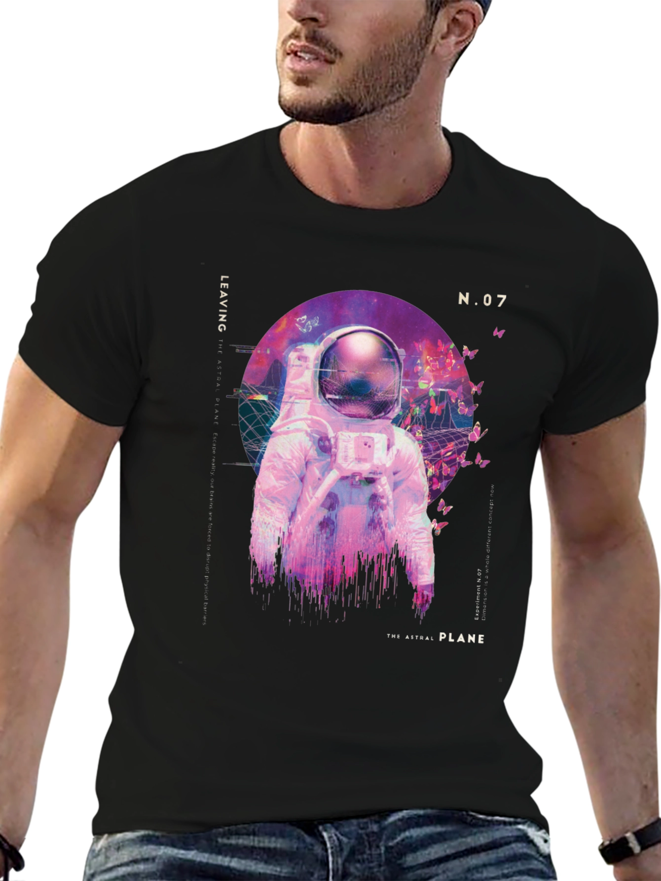 Astronaut Astral Plane Graphic Tee - Black Cotton