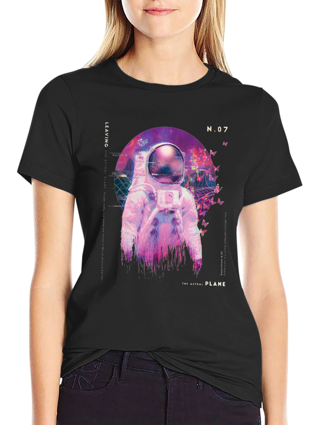 Astronaut Astral Plane Graphic Tee - Black Cotton