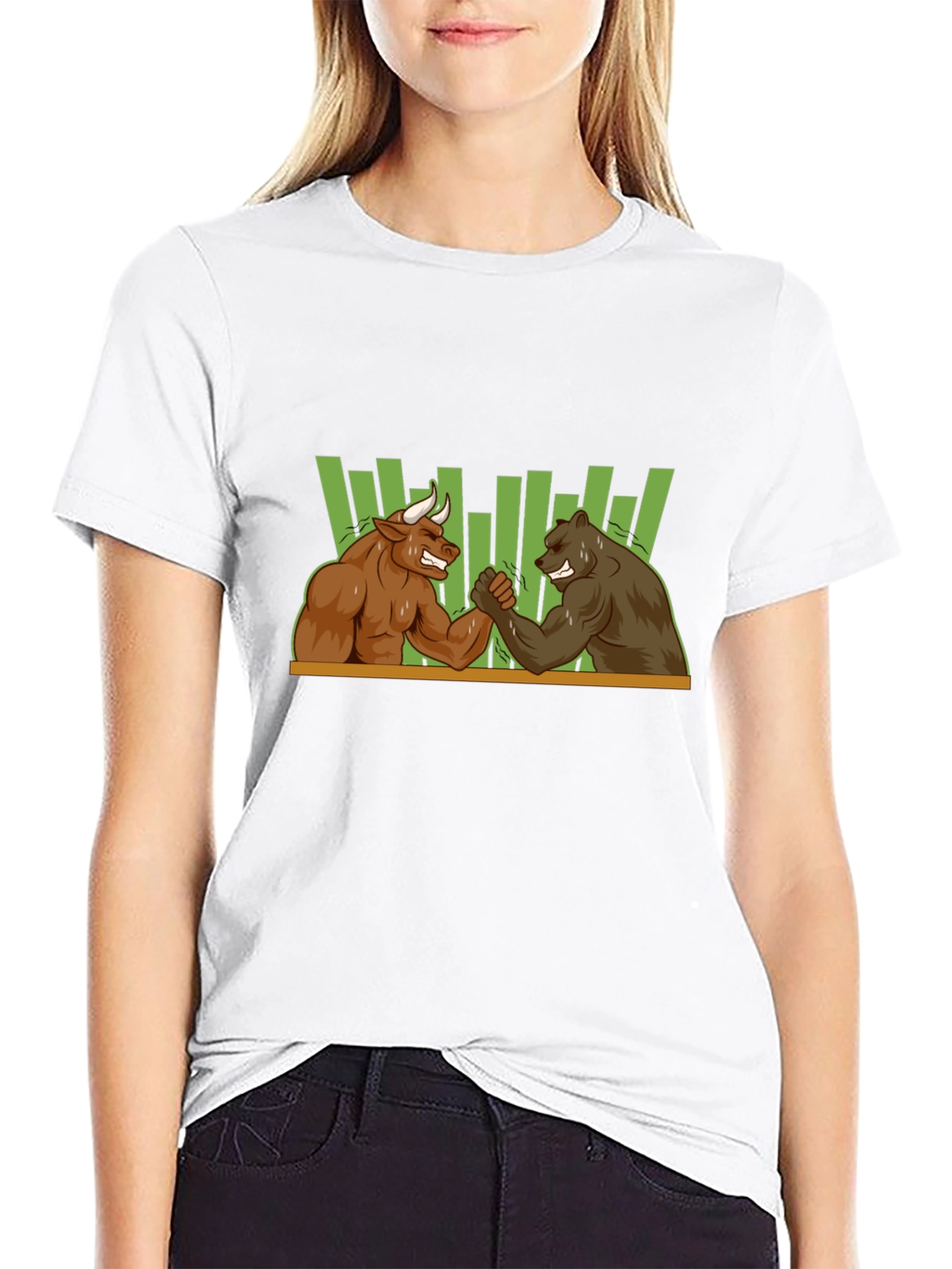 Bull vs Bear Arm Wrestling T-Shirt