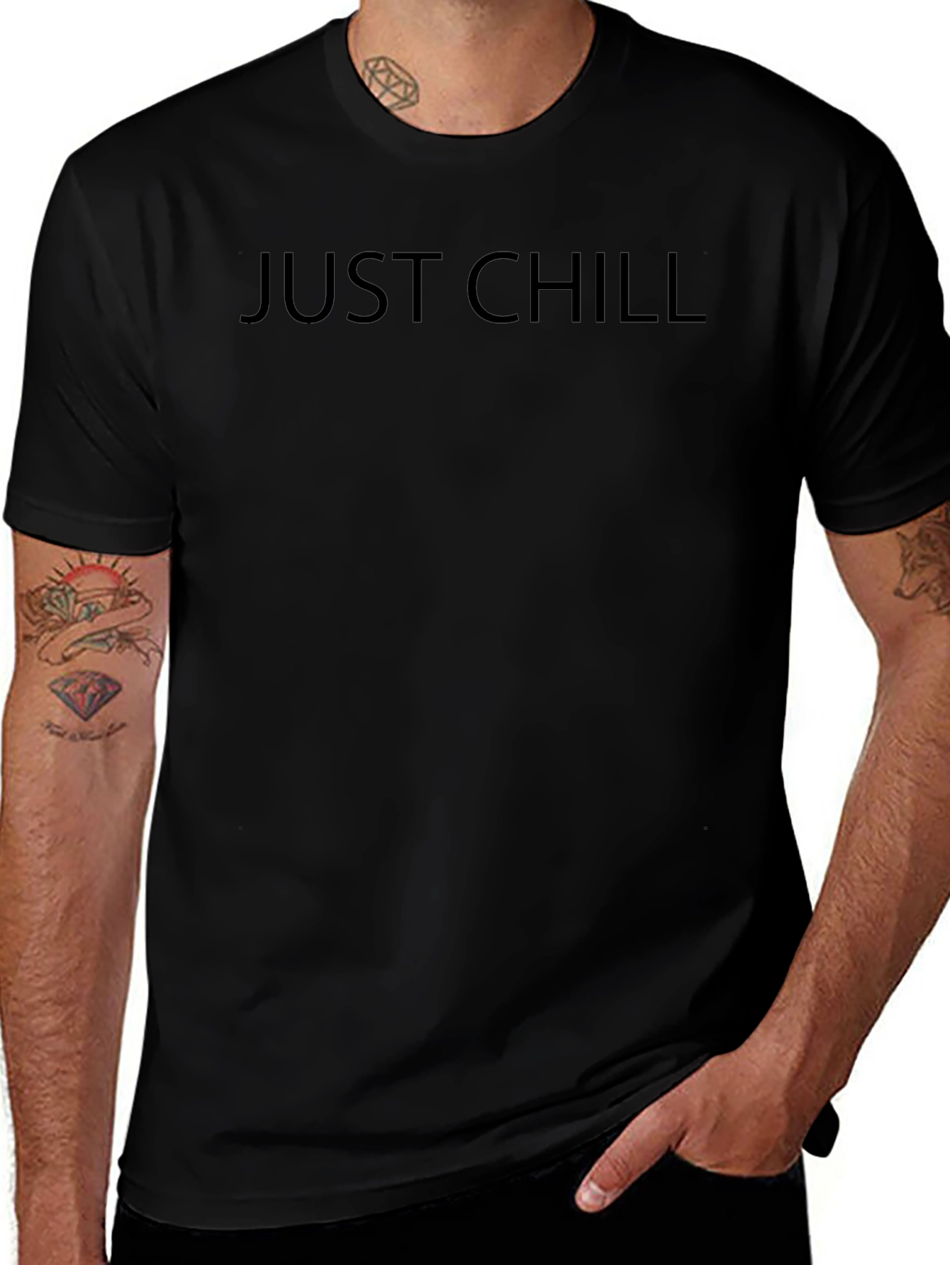 Just Chill Black Graphic Tee Shirt