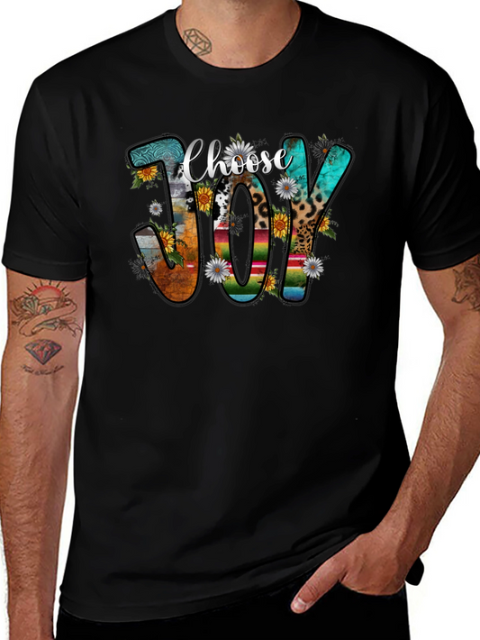Choose Joy T-Shirt: Floral & Pattern Lettering
