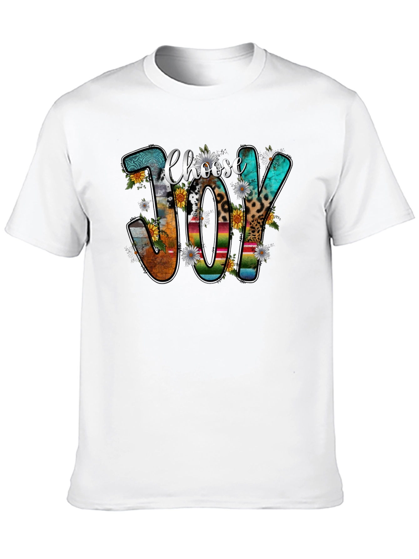 Choose Joy T-Shirt: Floral & Pattern Lettering