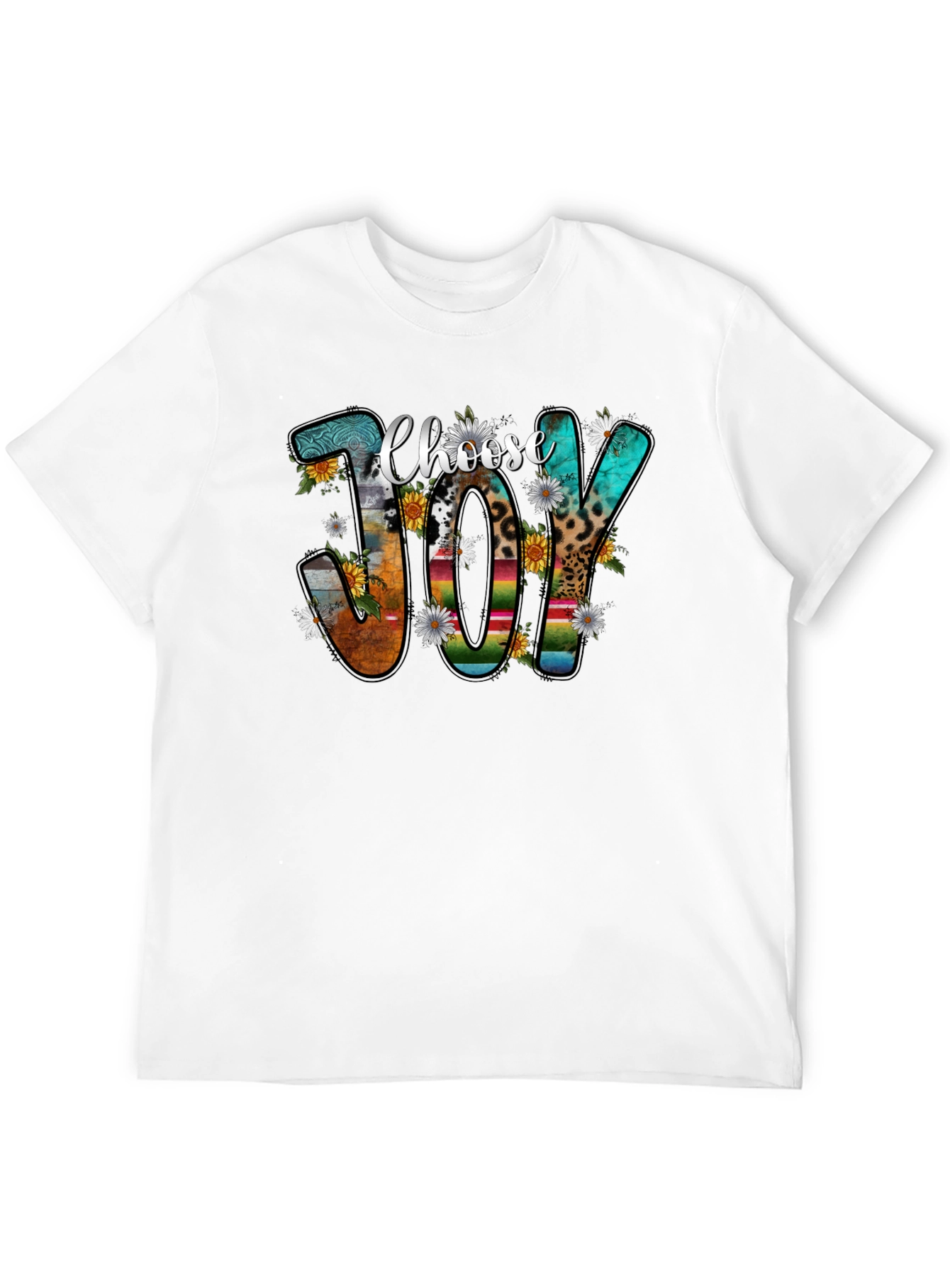 Choose Joy T-Shirt: Floral & Pattern Lettering