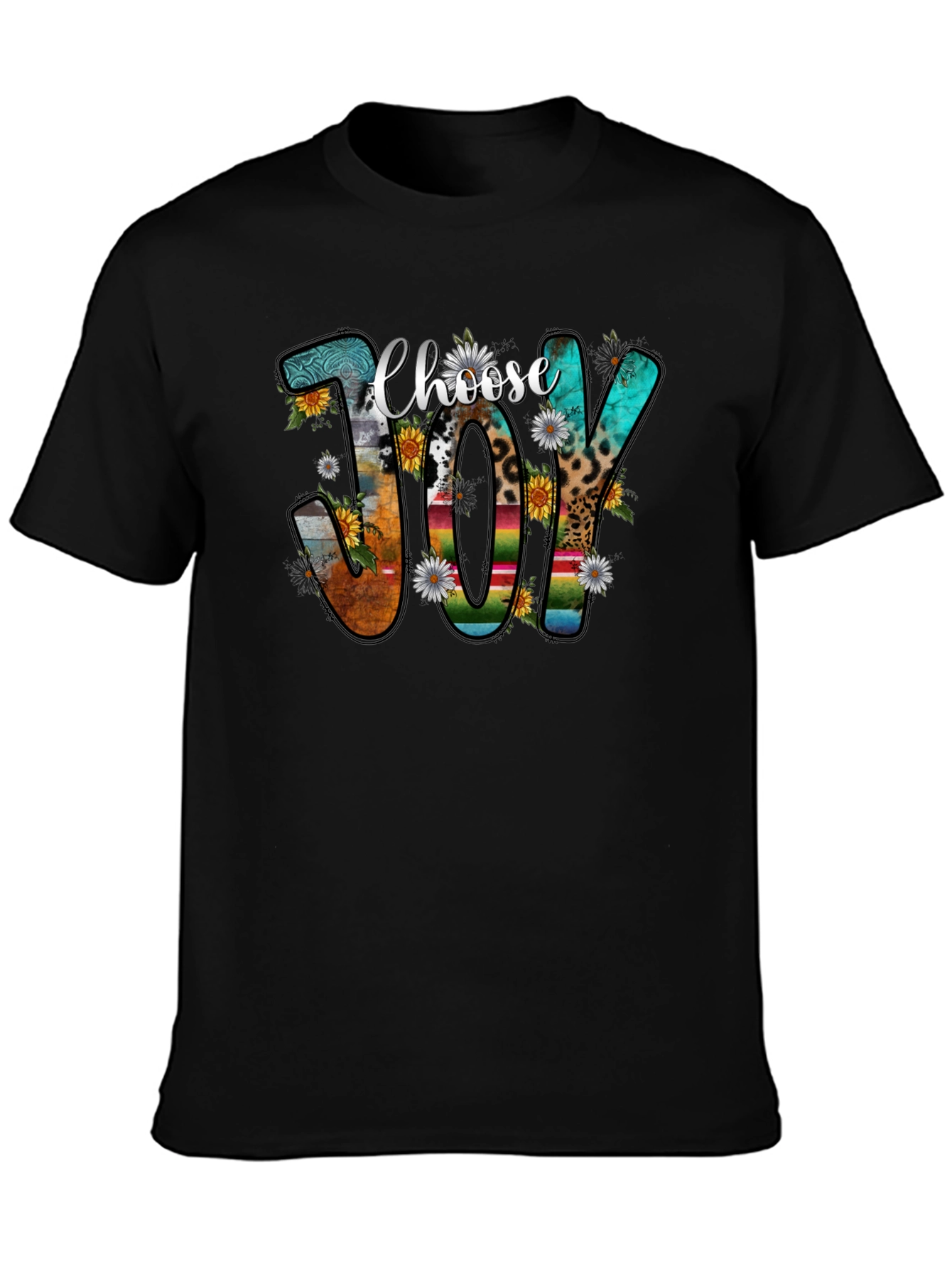 Choose Joy T-Shirt: Floral & Pattern Lettering