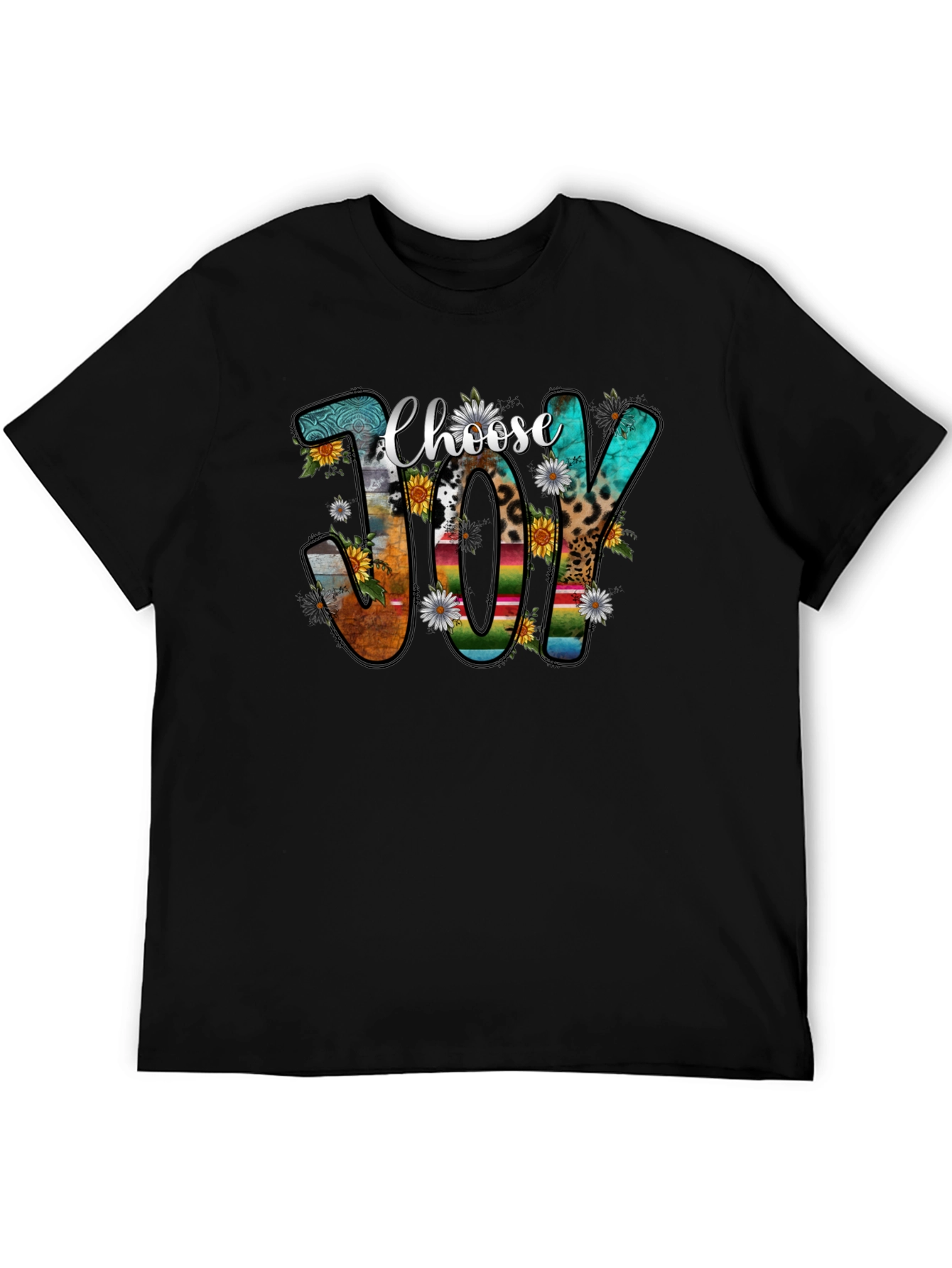 Choose Joy T-Shirt: Floral & Pattern Lettering
