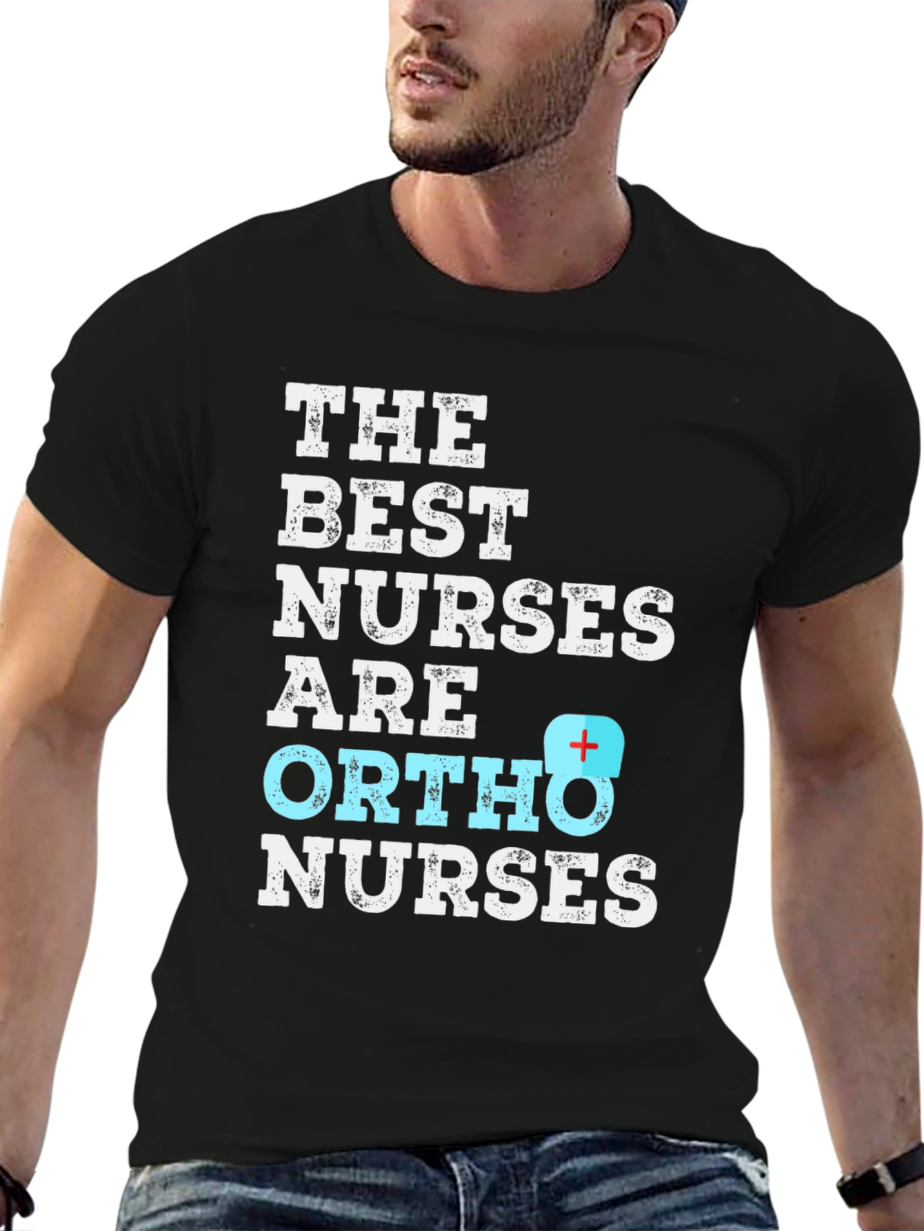 Best Ortho Nurses T-Shirt - Black Cotton Blend