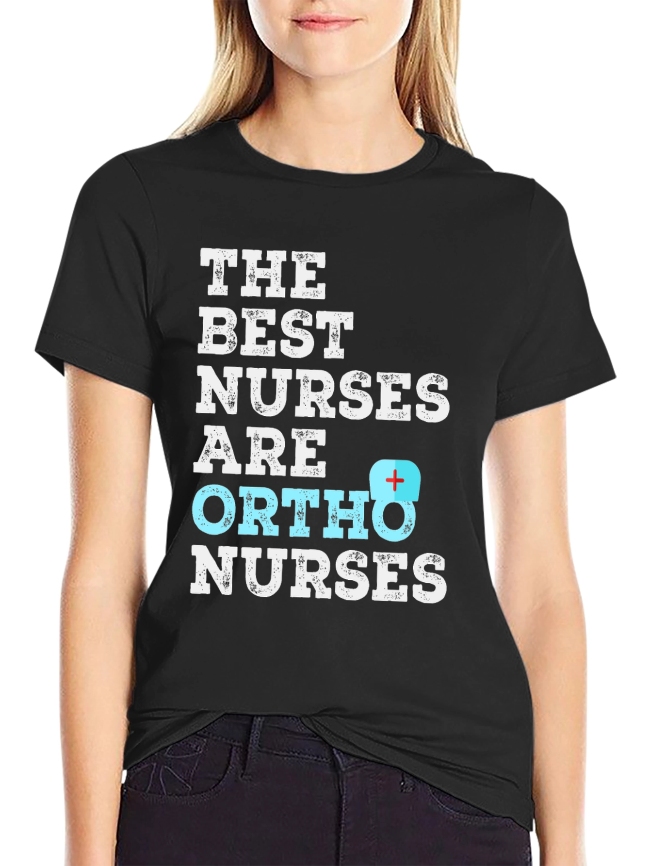 Best Ortho Nurses T-Shirt - Black Cotton Blend