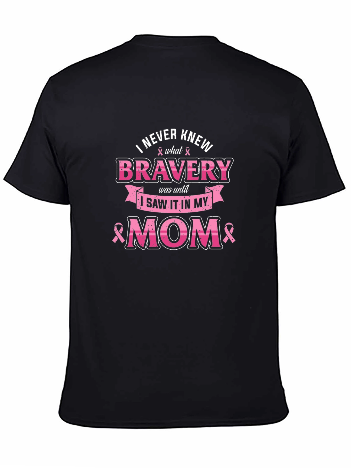 Bravery Mom Breast Cancer Awareness Graphic T-Shirt