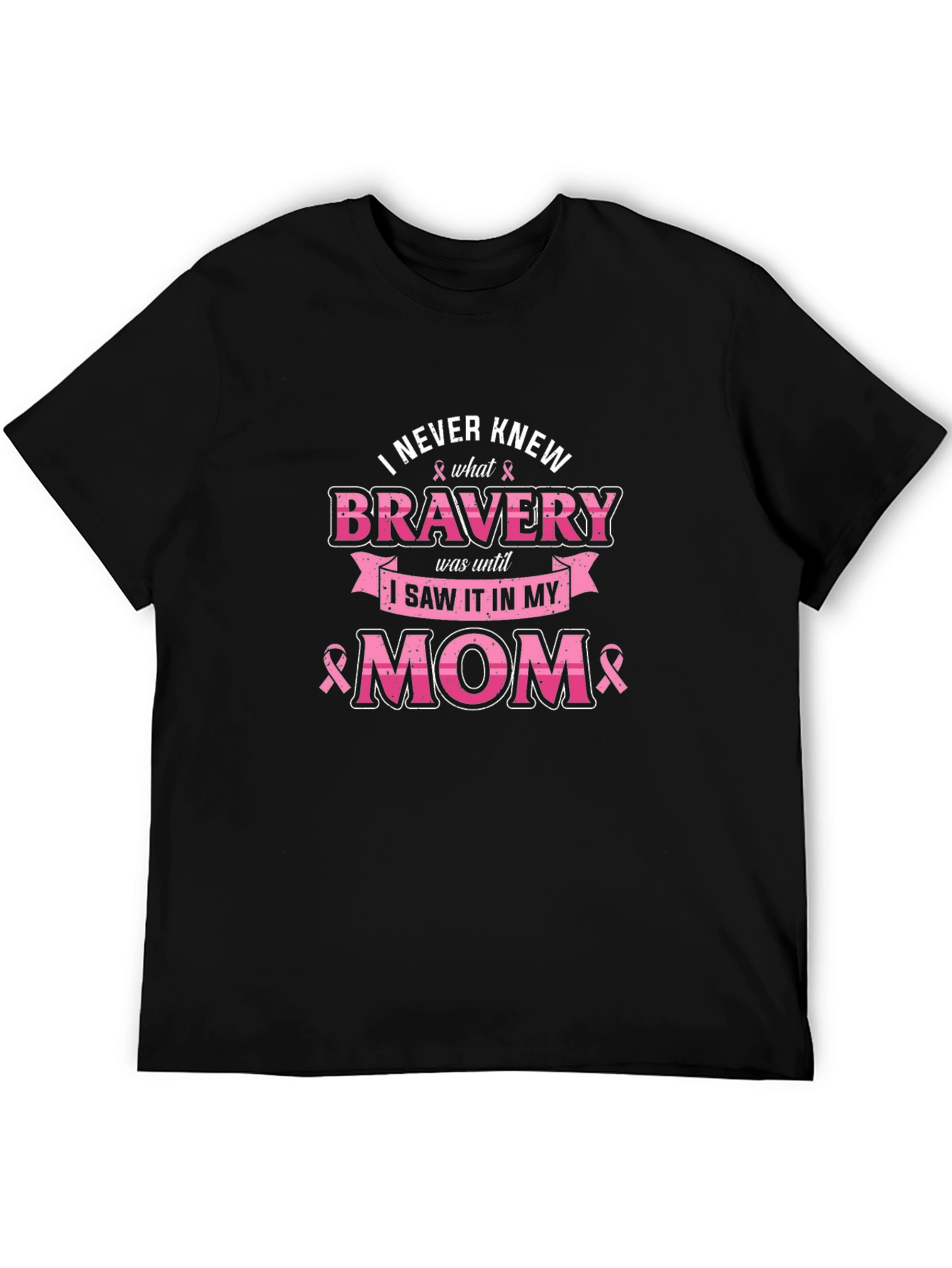 Bravery Mom Breast Cancer Awareness Graphic T-Shirt