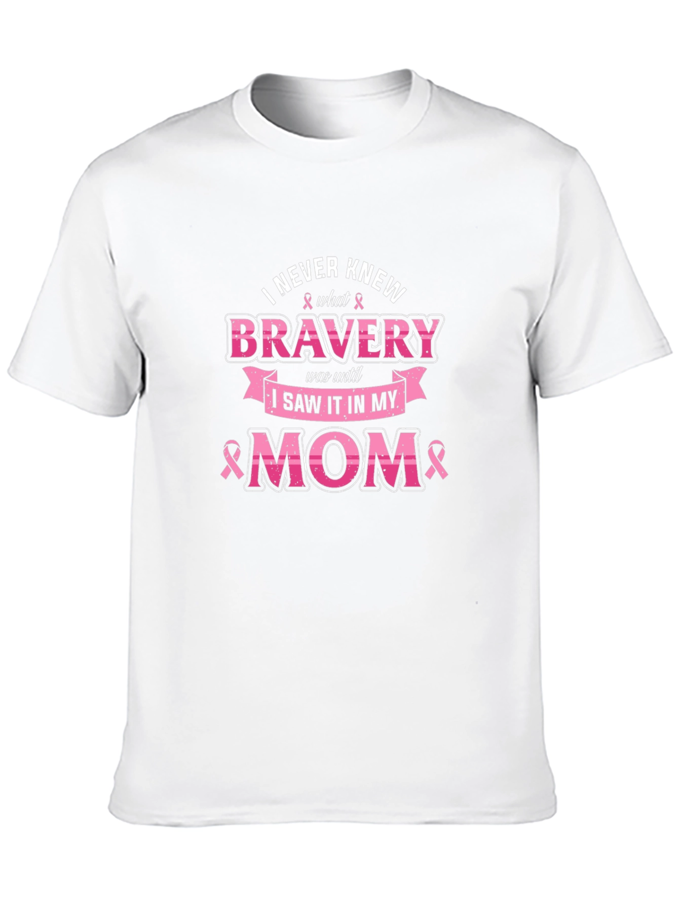 Bravery Mom Breast Cancer Awareness Graphic T-Shirt