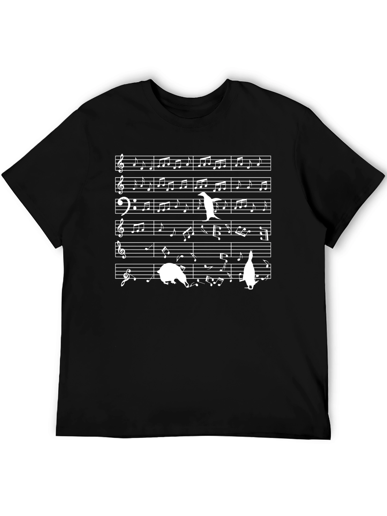 Musical Penguins T-Shirt - Black Cotton Tee