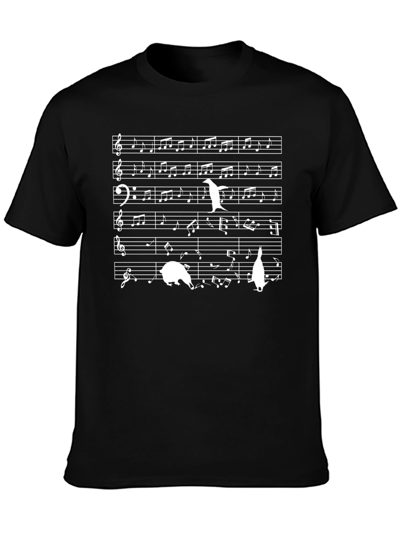 Musical Penguins T-Shirt - Black Cotton Tee
