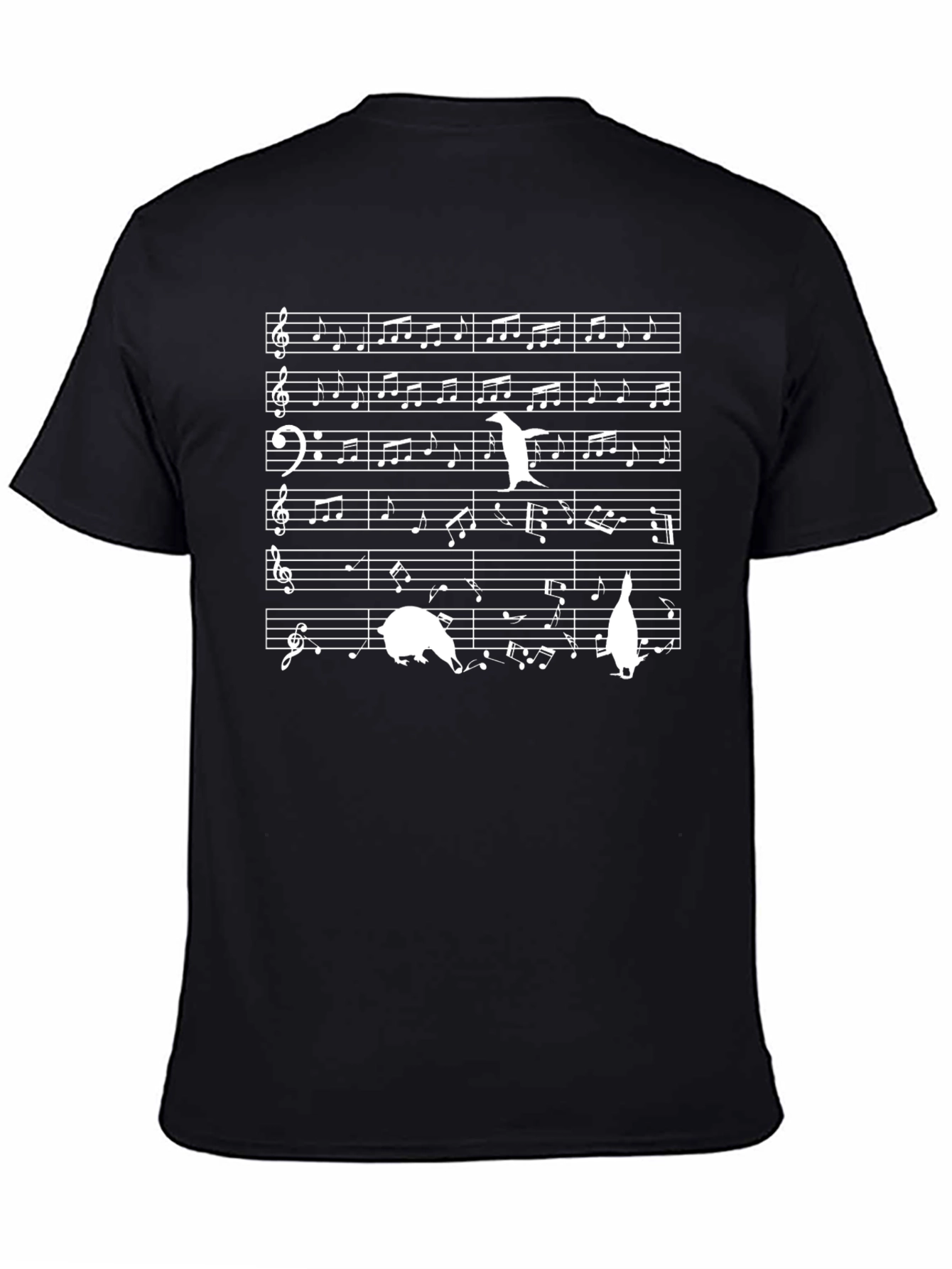 Musical Penguins T-Shirt - Black Cotton Tee