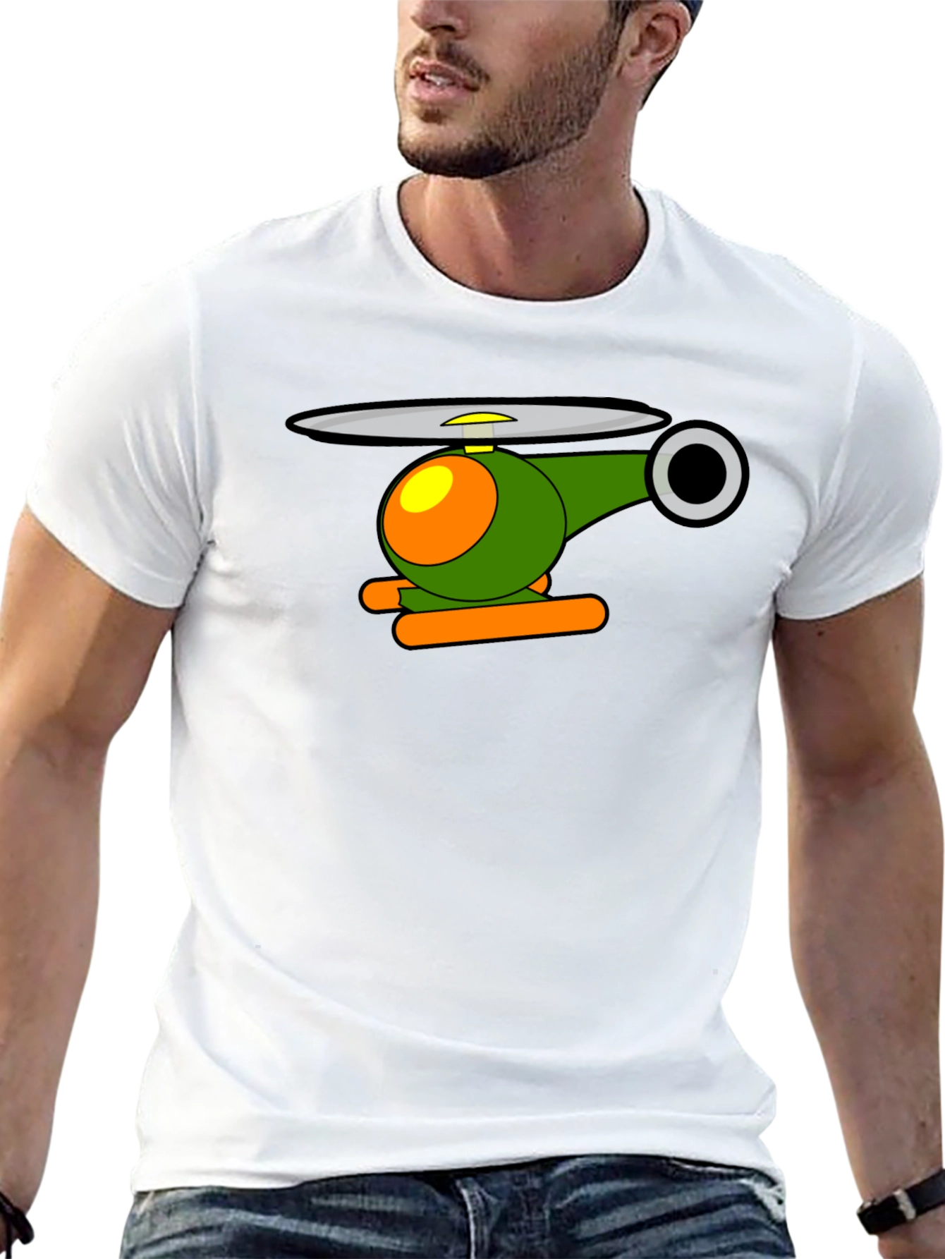 Cartoon Helicopter Graphic T-Shirt