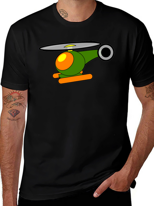 Cartoon Helicopter Graphic T-Shirt