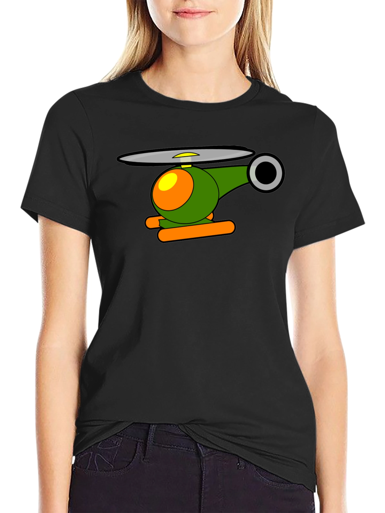 Cartoon Helicopter Graphic T-Shirt
