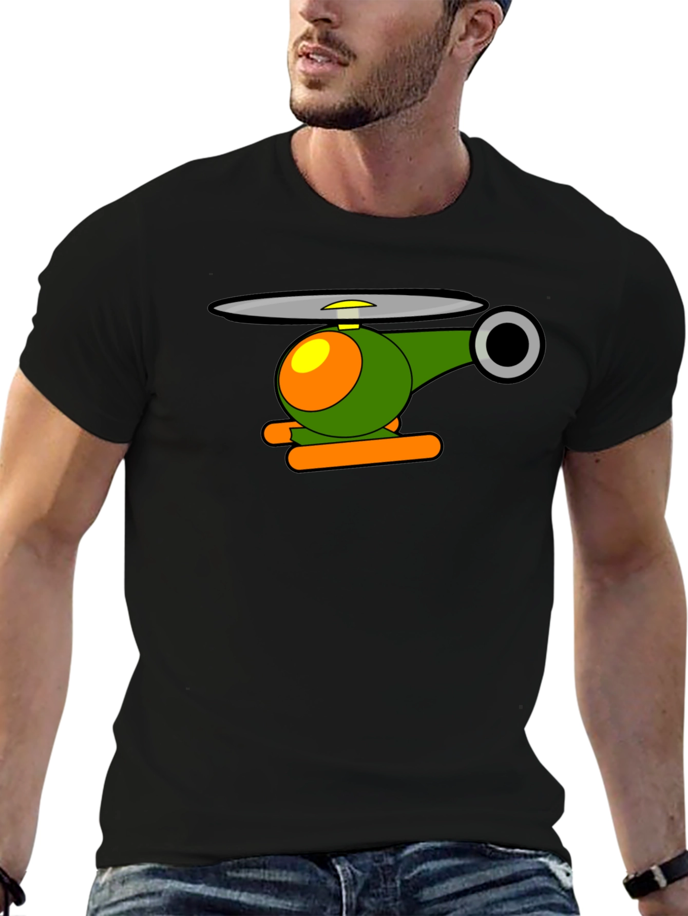 Cartoon Helicopter Graphic T-Shirt