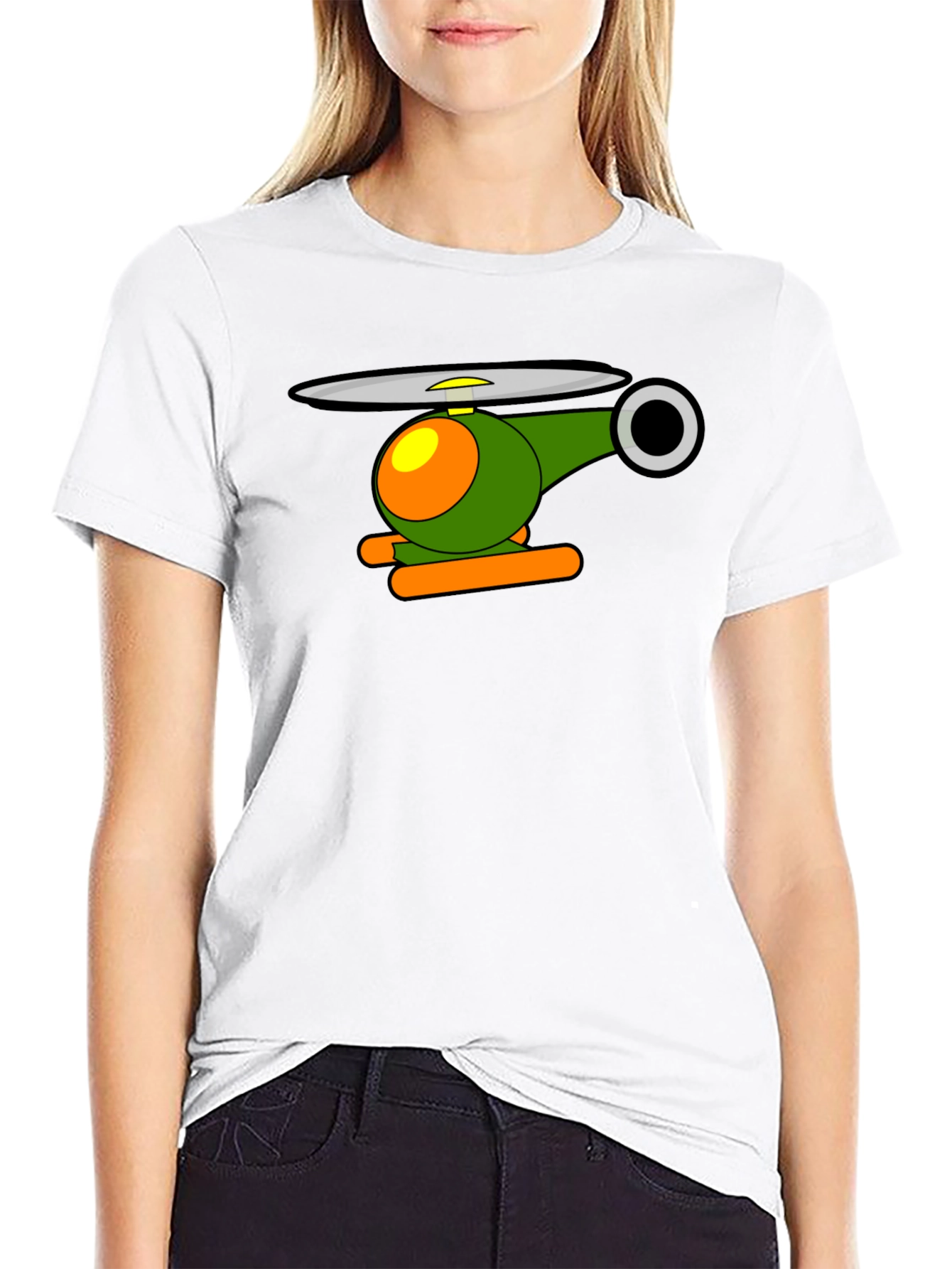 Cartoon Helicopter Graphic T-Shirt