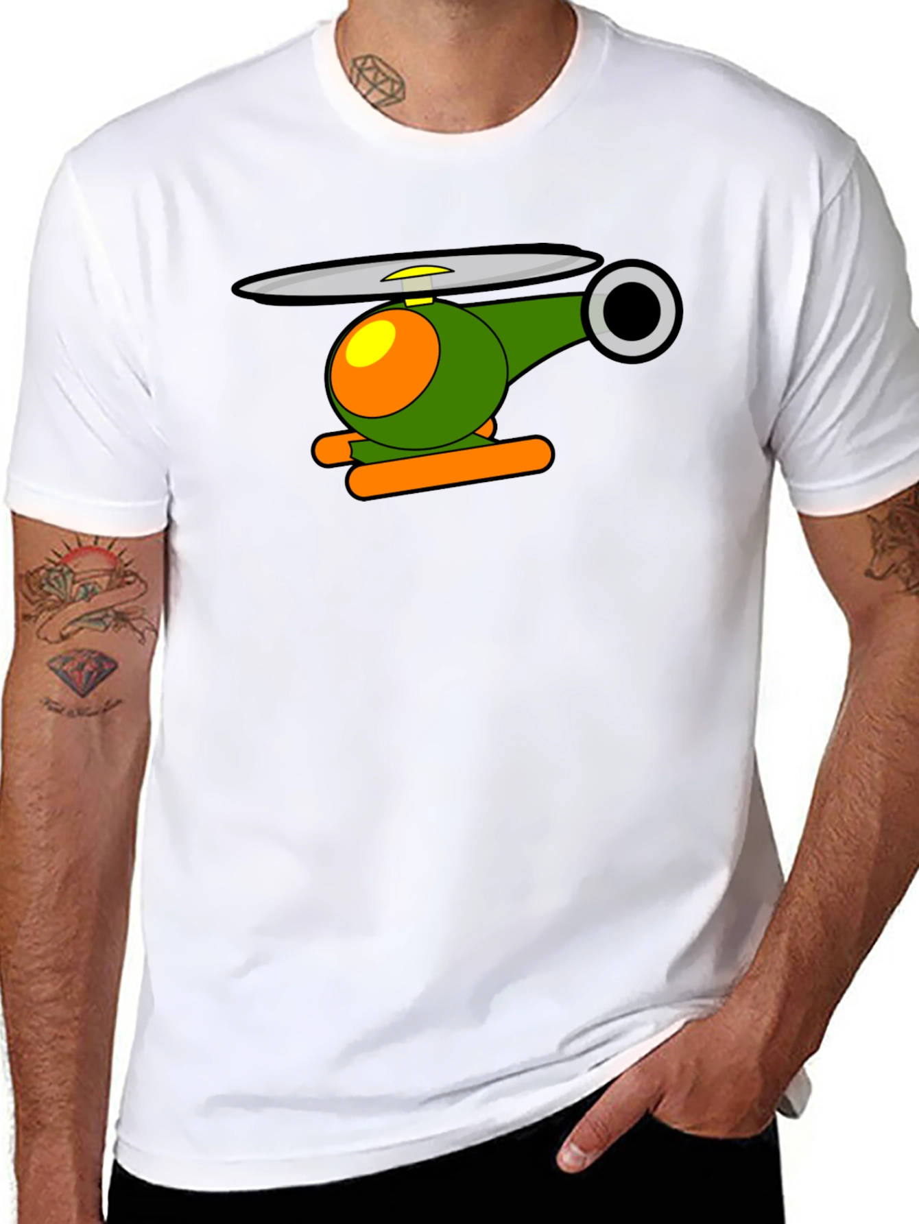 Cartoon Helicopter Graphic T-Shirt