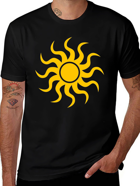 Black T-Shirt with Yellow Sun Graphic