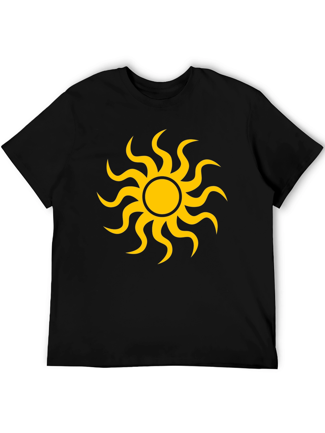 Black T-Shirt with Yellow Sun Graphic