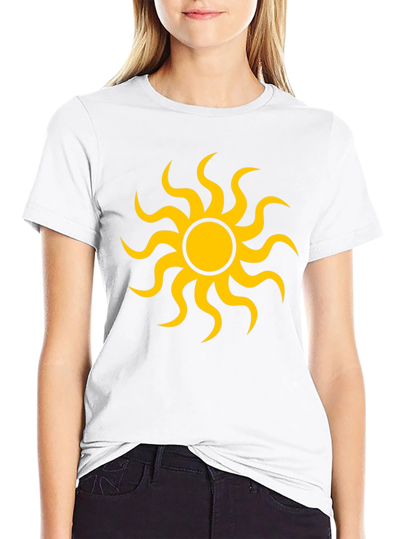 Black T-Shirt with Yellow Sun Graphic