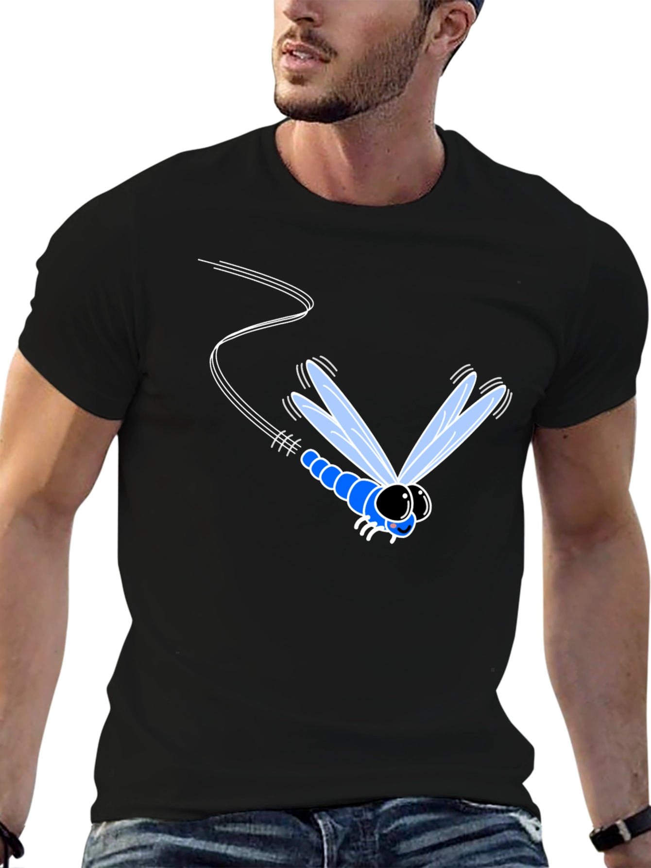 Dragonfly Graphic Tee - Black Cotton Comfort
