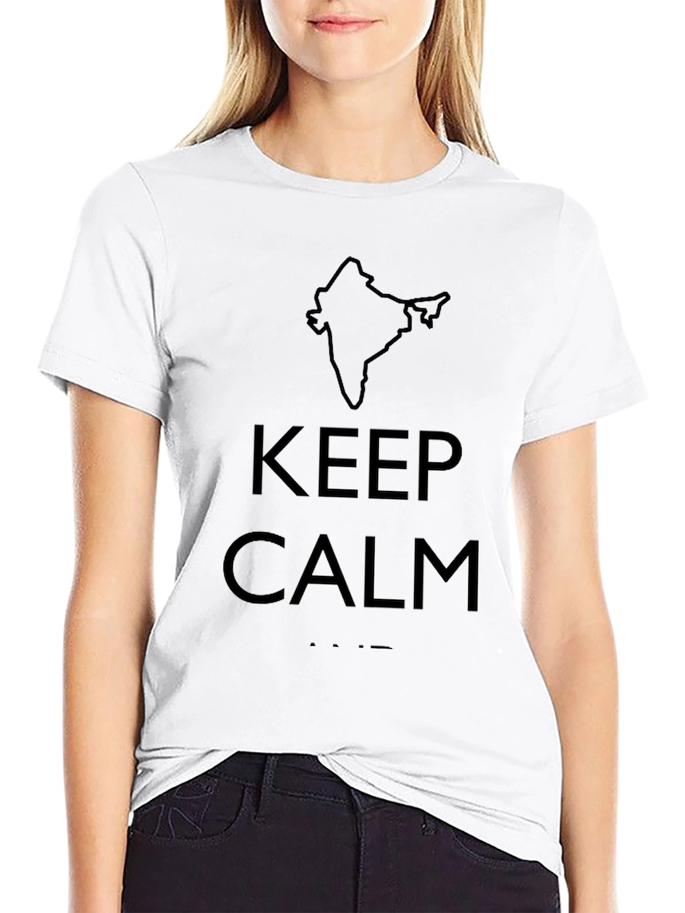 Keep Calm India Map Graphic Tee - Black