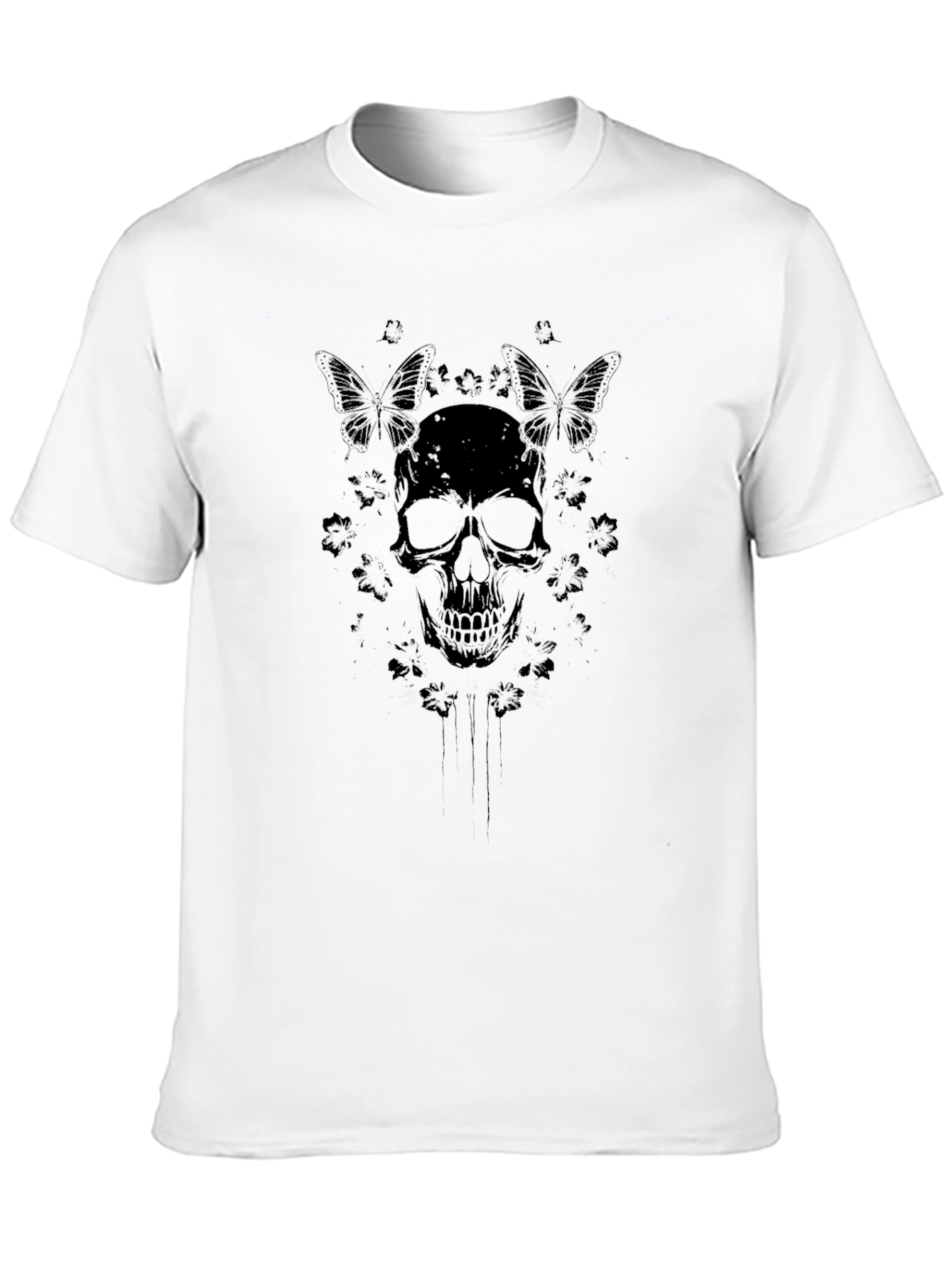 Skull & Butterfly Graphic Black T-Shirt