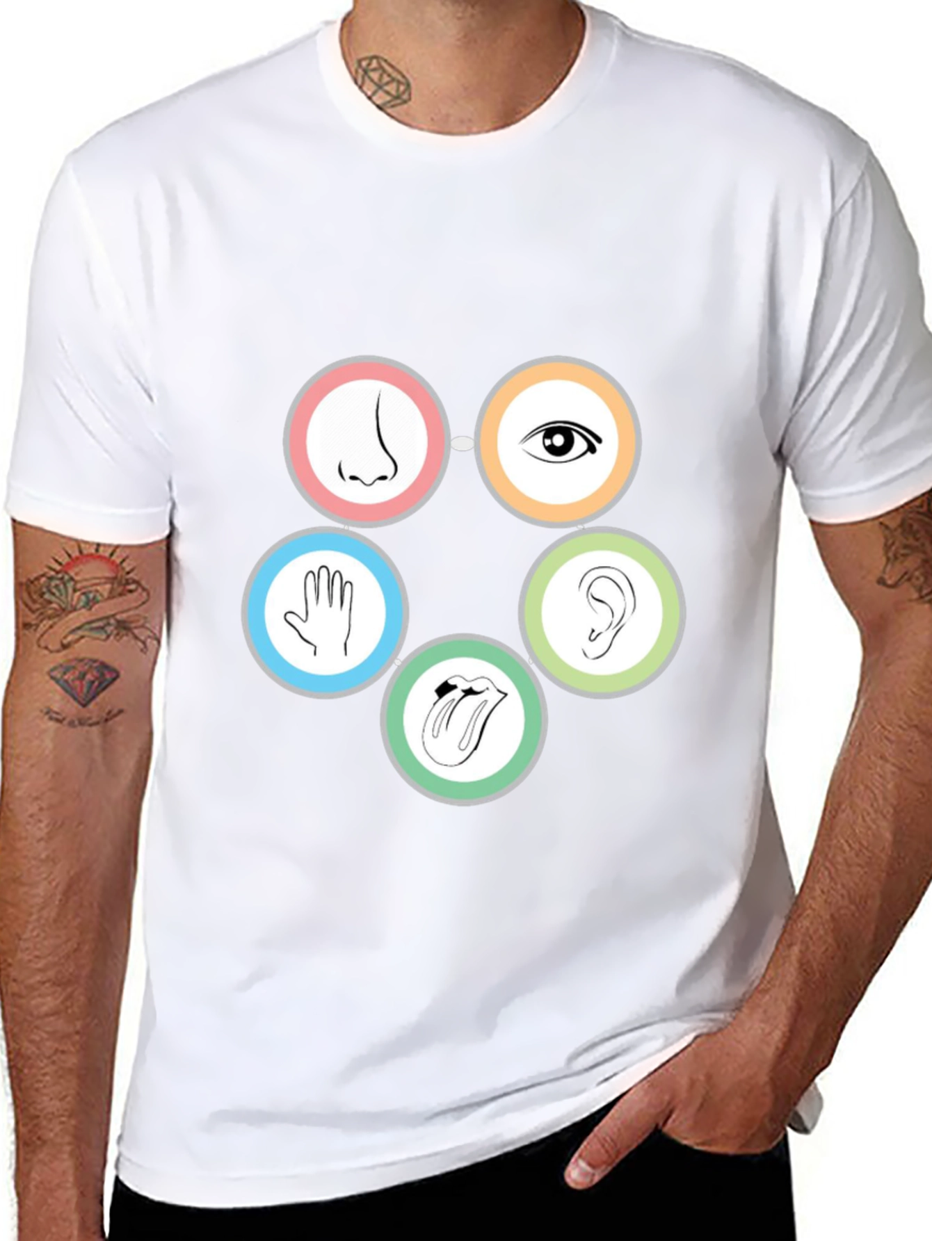 Senses Graphic Tee - Black Cotton T-Shirt
