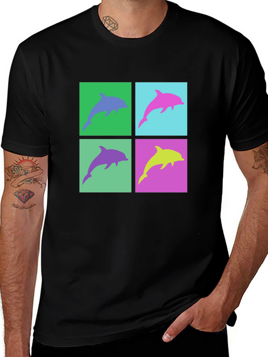 Pop Art Dolphin T-Shirt - Colorful Graphic Tee