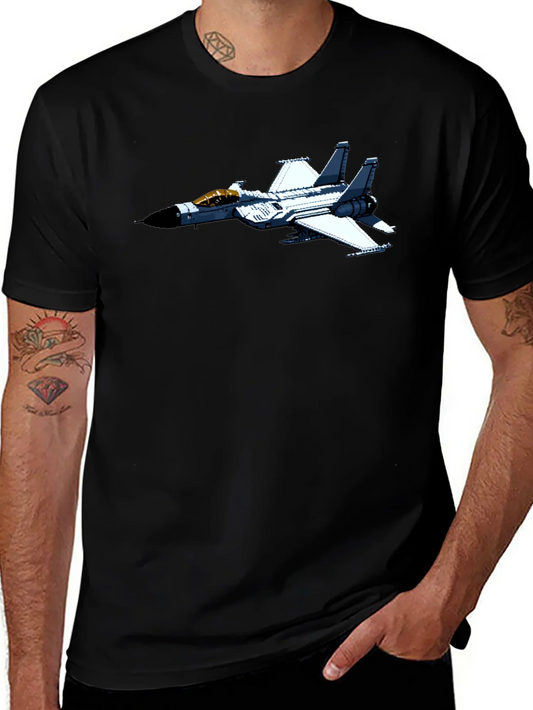 Jet Fighter Graphic Tee - Black Cotton Comfort
