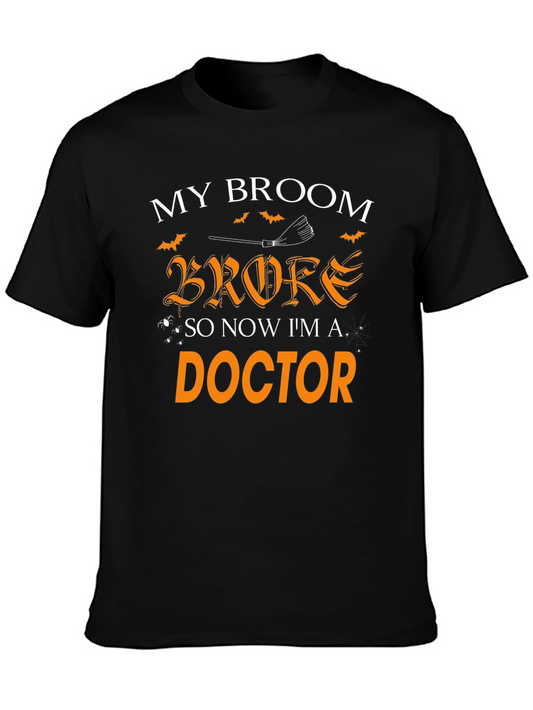 Funny Halloween Doctor T-Shirt - Broken Broom