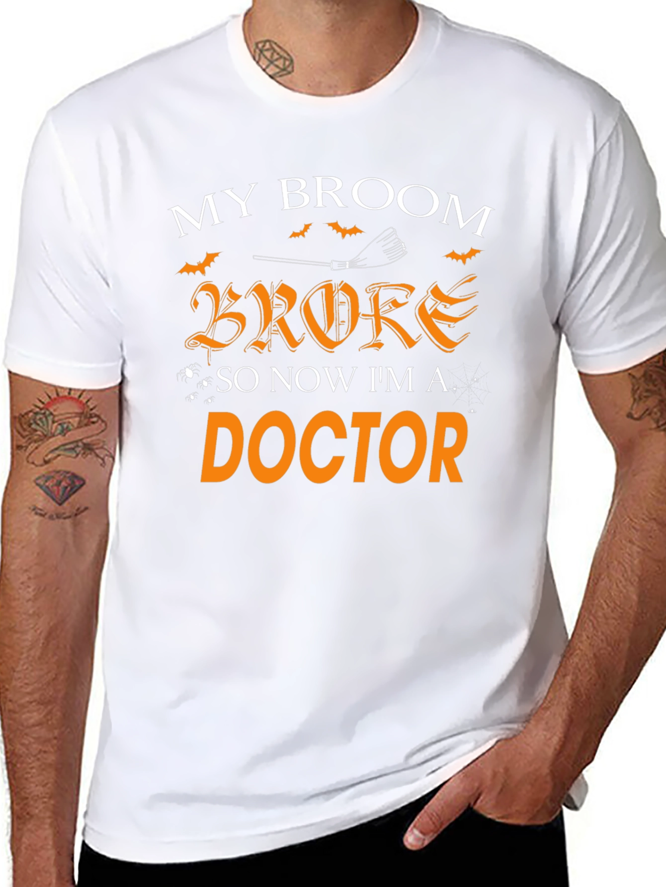 Funny Halloween Doctor T-Shirt - Broken Broom