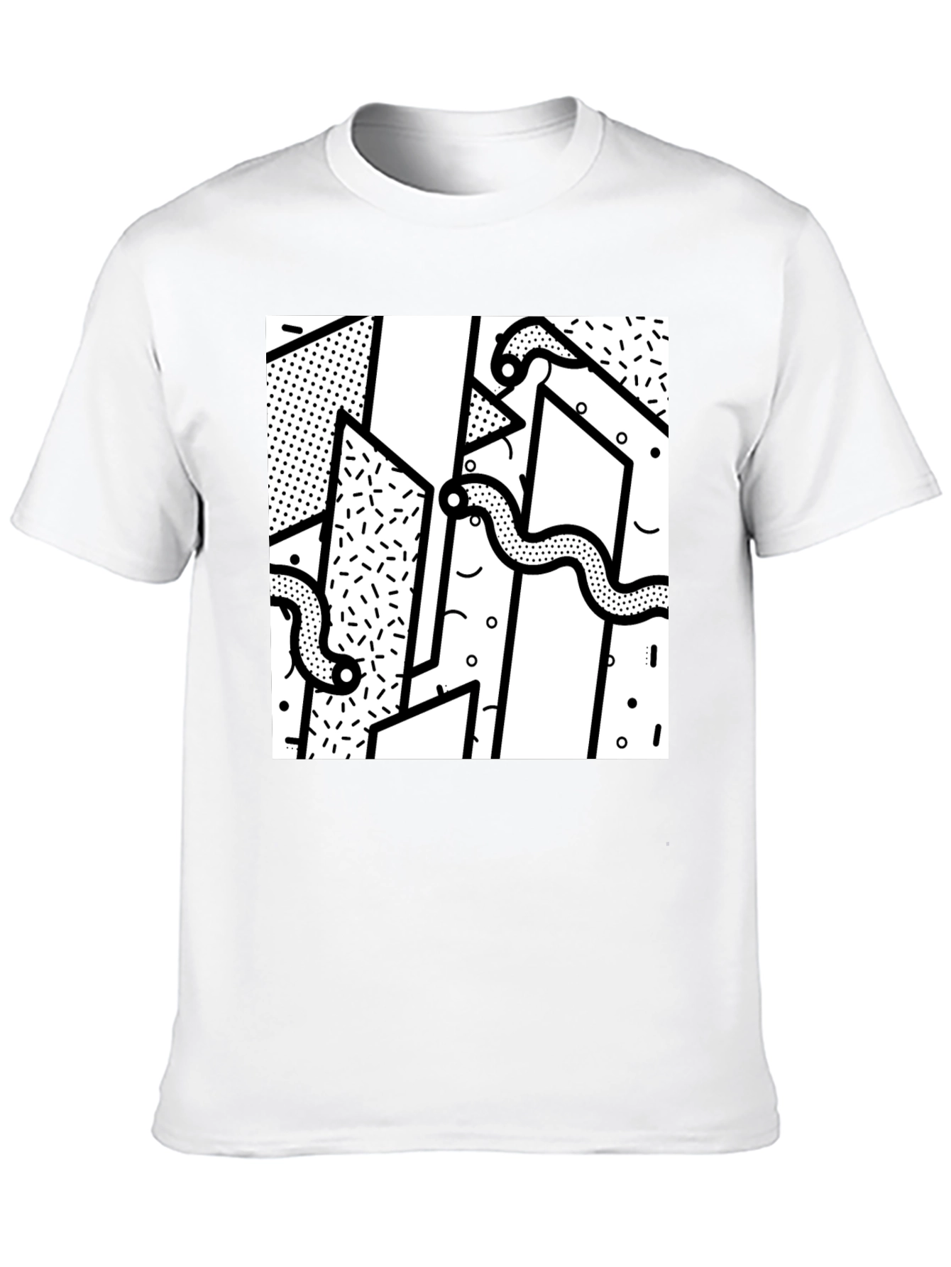 Geometric Snake Print Black T-Shirt