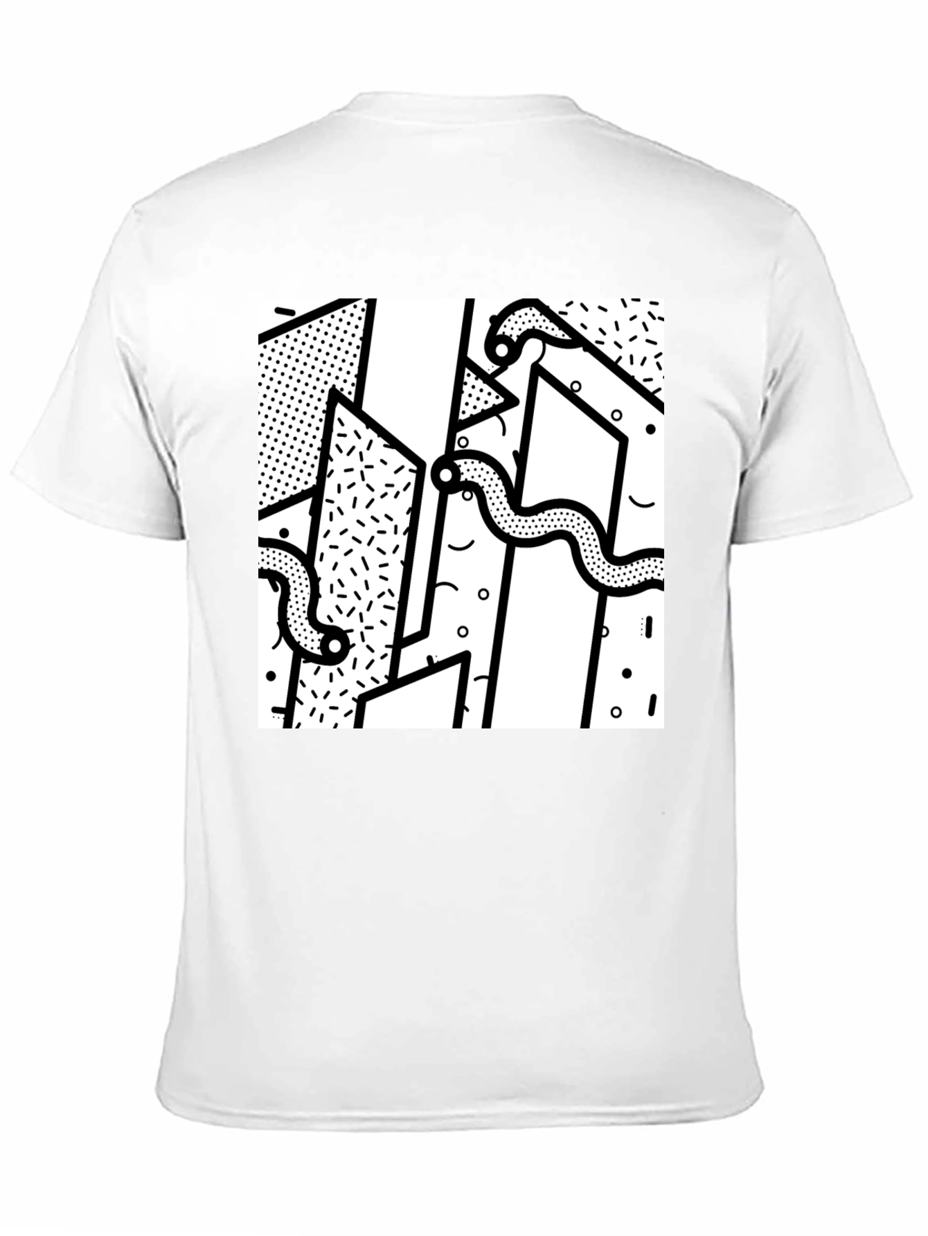 Geometric Snake Print Black T-Shirt